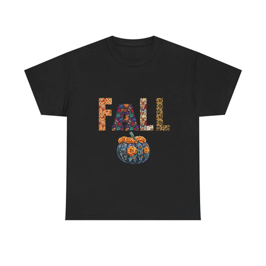 Fall-themed Unisex Heavy Cotton Tee, Pumpkin Graphic Shirt, Autumn Casual Wear, Seasonal T-Shirt, Halloween Gift, Thanksgiving Apparel