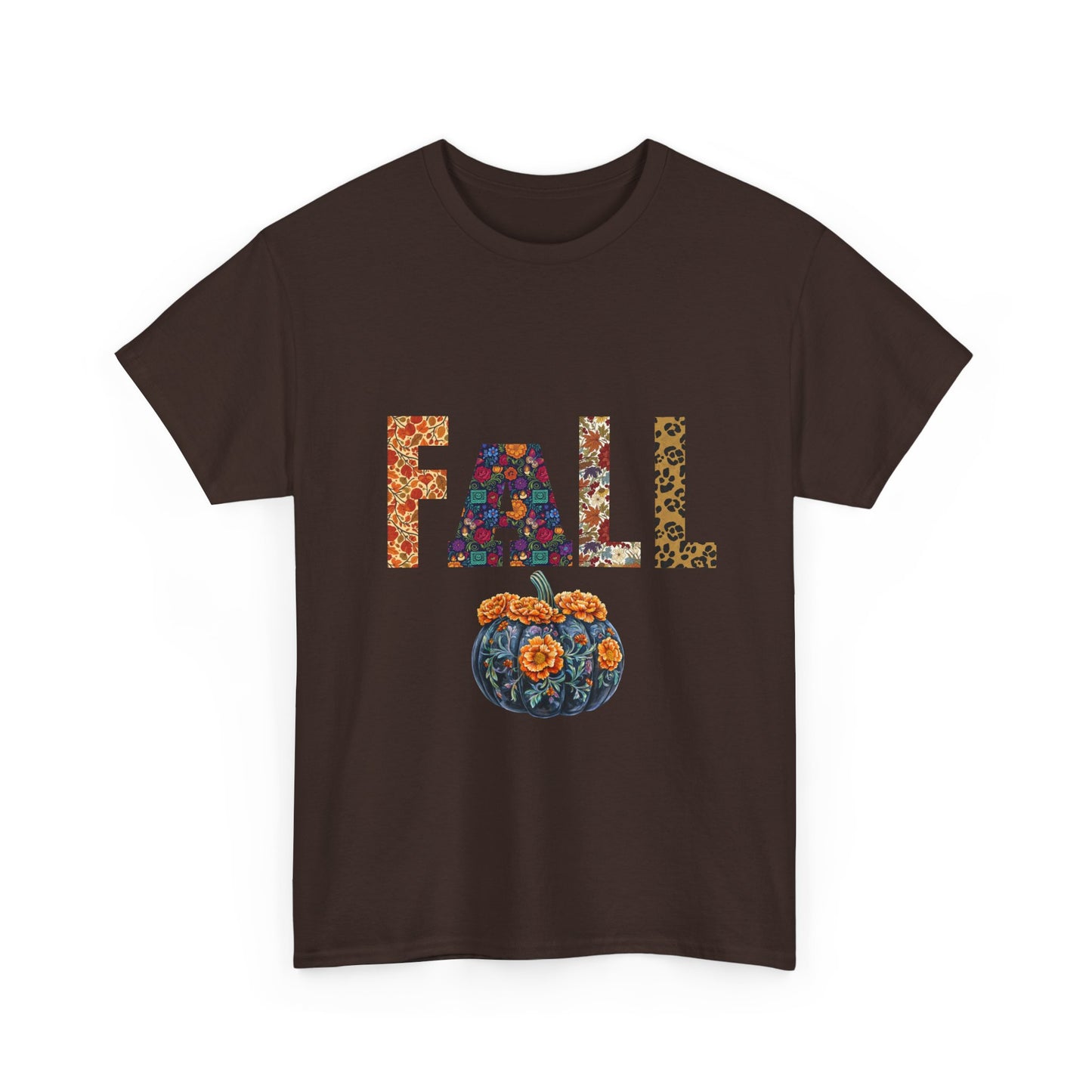 Fall-themed Unisex Heavy Cotton Tee, Pumpkin Graphic Shirt, Autumn Casual Wear, Seasonal T-Shirt, Halloween Gift, Thanksgiving Apparel