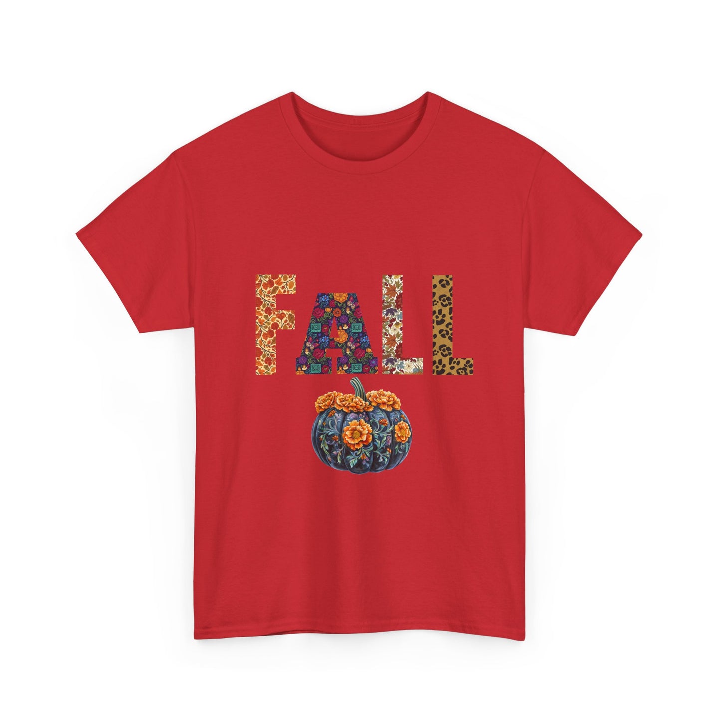 Fall-themed Unisex Heavy Cotton Tee, Pumpkin Graphic Shirt, Autumn Casual Wear, Seasonal T-Shirt, Halloween Gift, Thanksgiving Apparel