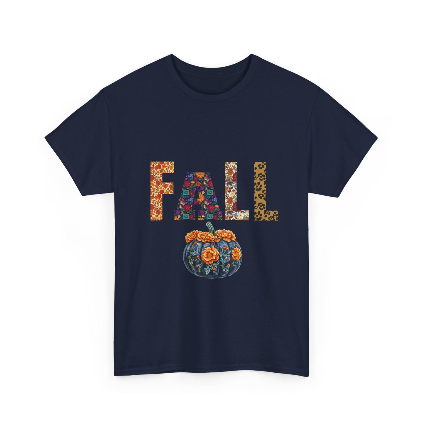 Fall-themed Unisex Heavy Cotton Tee, Pumpkin Graphic Shirt, Autumn Casual Wear, Seasonal T-Shirt, Halloween Gift, Thanksgiving Apparel