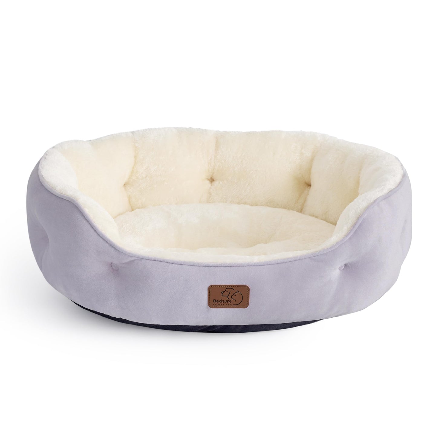 Bedsure Dog Beds for Small Dogs - Round Cat Beds for Indoor Cats, Washable Pet Bed for Puppy and Kitten with Slip-Resistant Bottom, 25 Inches, Sachet Pink