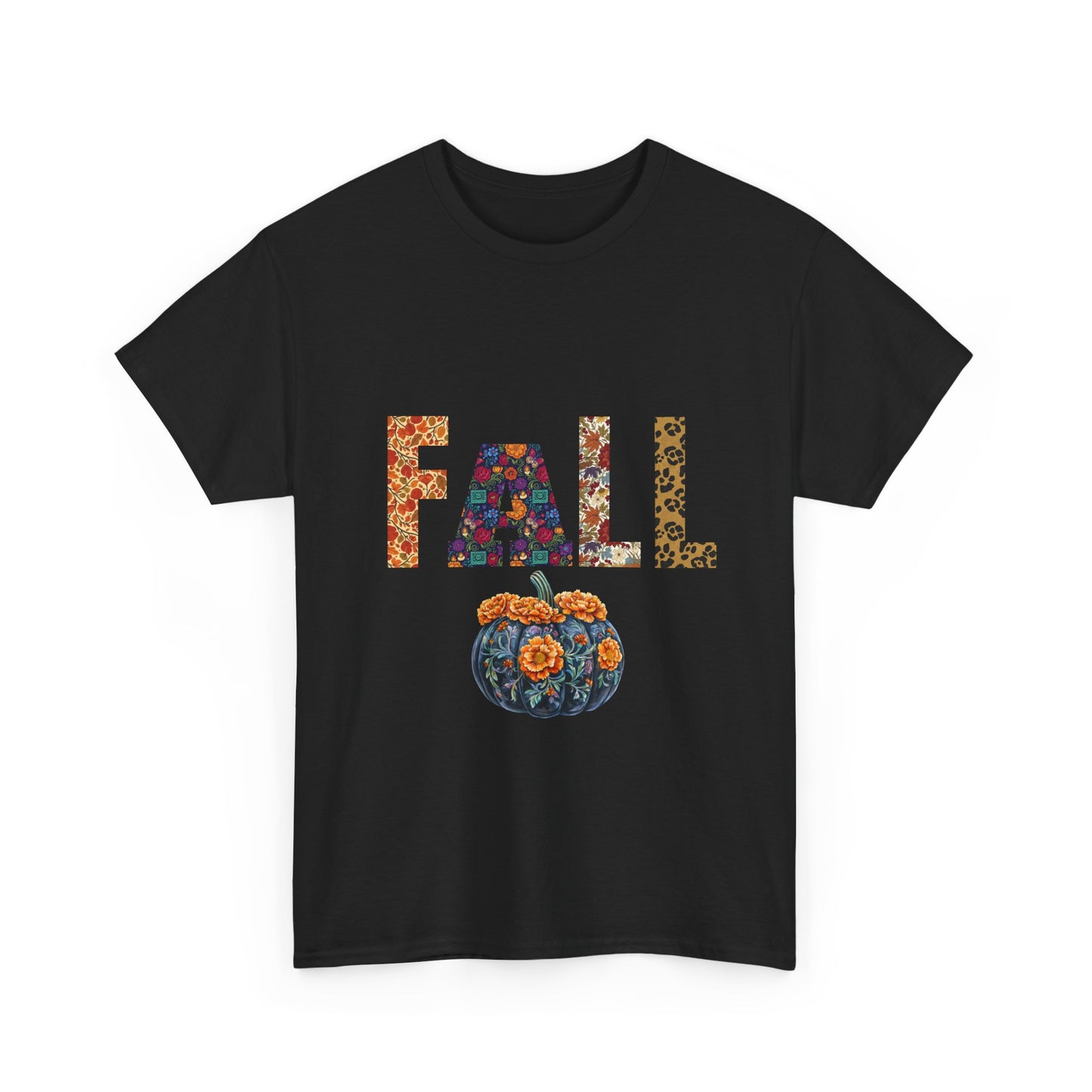 Fall-themed Unisex Heavy Cotton Tee, Pumpkin Graphic Shirt, Autumn Casual Wear, Seasonal T-Shirt, Halloween Gift, Thanksgiving Apparel