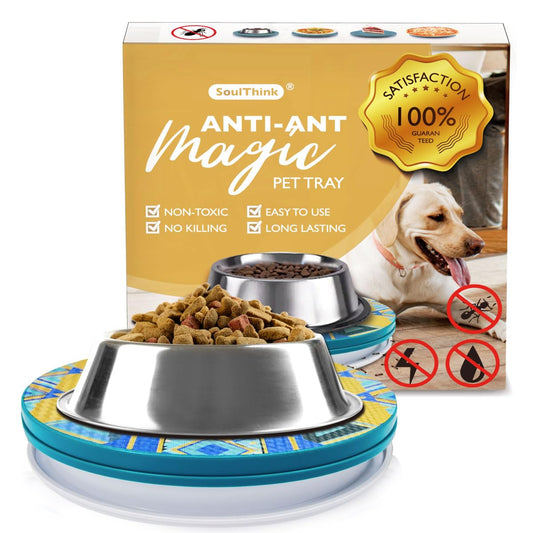 SoulThink® Ant Proof Cat Dog Bowl Tray - New Innovation Anti Ant Pet Food Dish Indoor No Chemical No Water Needed Different from Traditional Ant Trap (Turquoise Green)