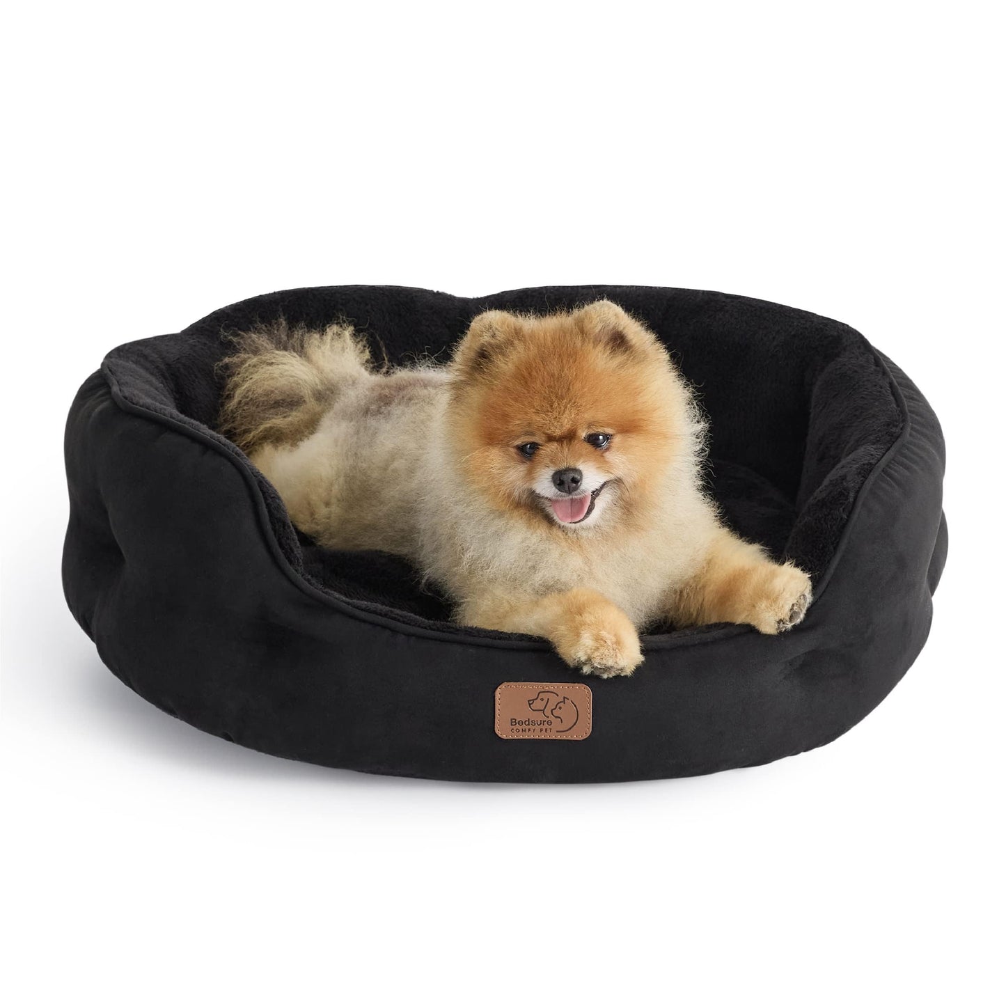 Bedsure Dog Beds for Small Dogs - Round Cat Beds for Indoor Cats, Washable Pet Bed for Puppy and Kitten with Slip-Resistant Bottom, 25 Inches, Sachet Pink