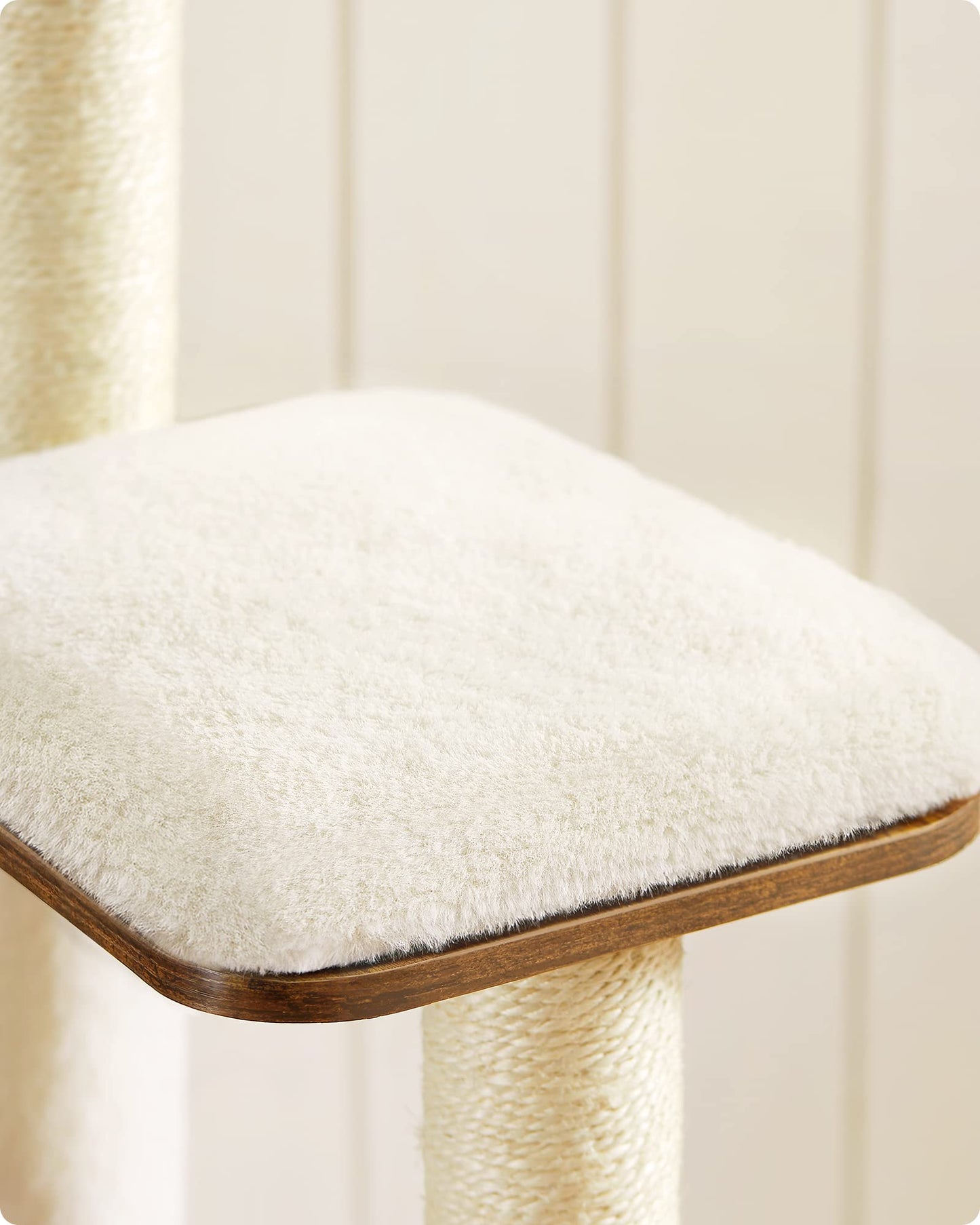 Feandrea WoodyWonders Cat Tree, 65-Inch Modern Cat Tower for Indoor Cats, Multi-Level Cat Condo with 5 Scratching Posts, Perch, Washable Removable Cushions, Cat Furniture, Rustic Brown UPCT166X01