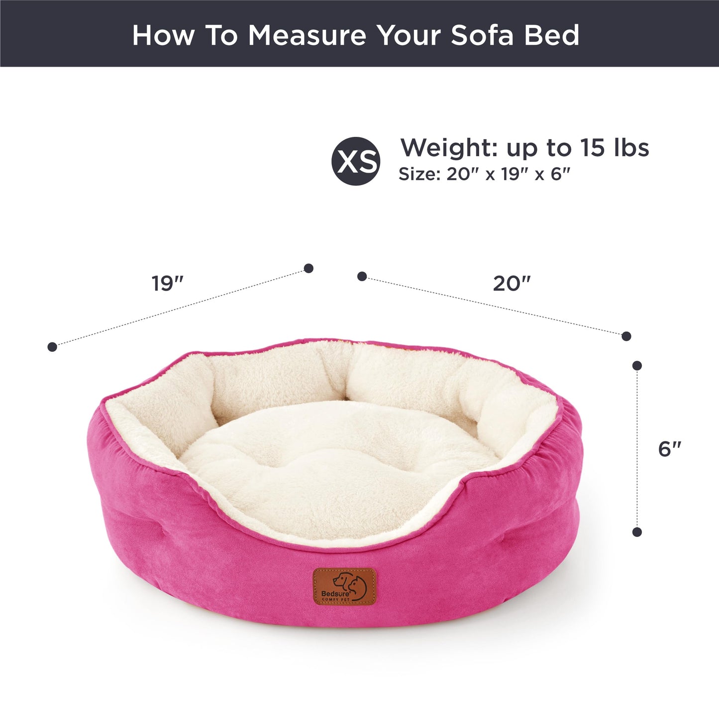 Bedsure Dog Beds for Small Dogs - Round Cat Beds for Indoor Cats, Washable Pet Bed for Puppy and Kitten with Slip-Resistant Bottom, 25 Inches, Sachet Pink