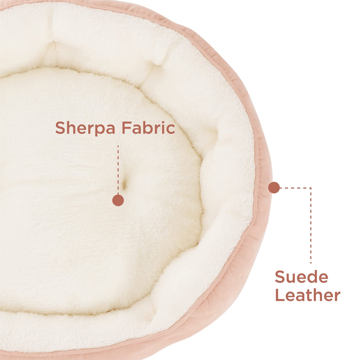 Bedsure Dog Beds for Small Dogs - Round Cat Beds for Indoor Cats, Washable Pet Bed for Puppy and Kitten with Slip-Resistant Bottom, 25 Inches, Sachet Pink