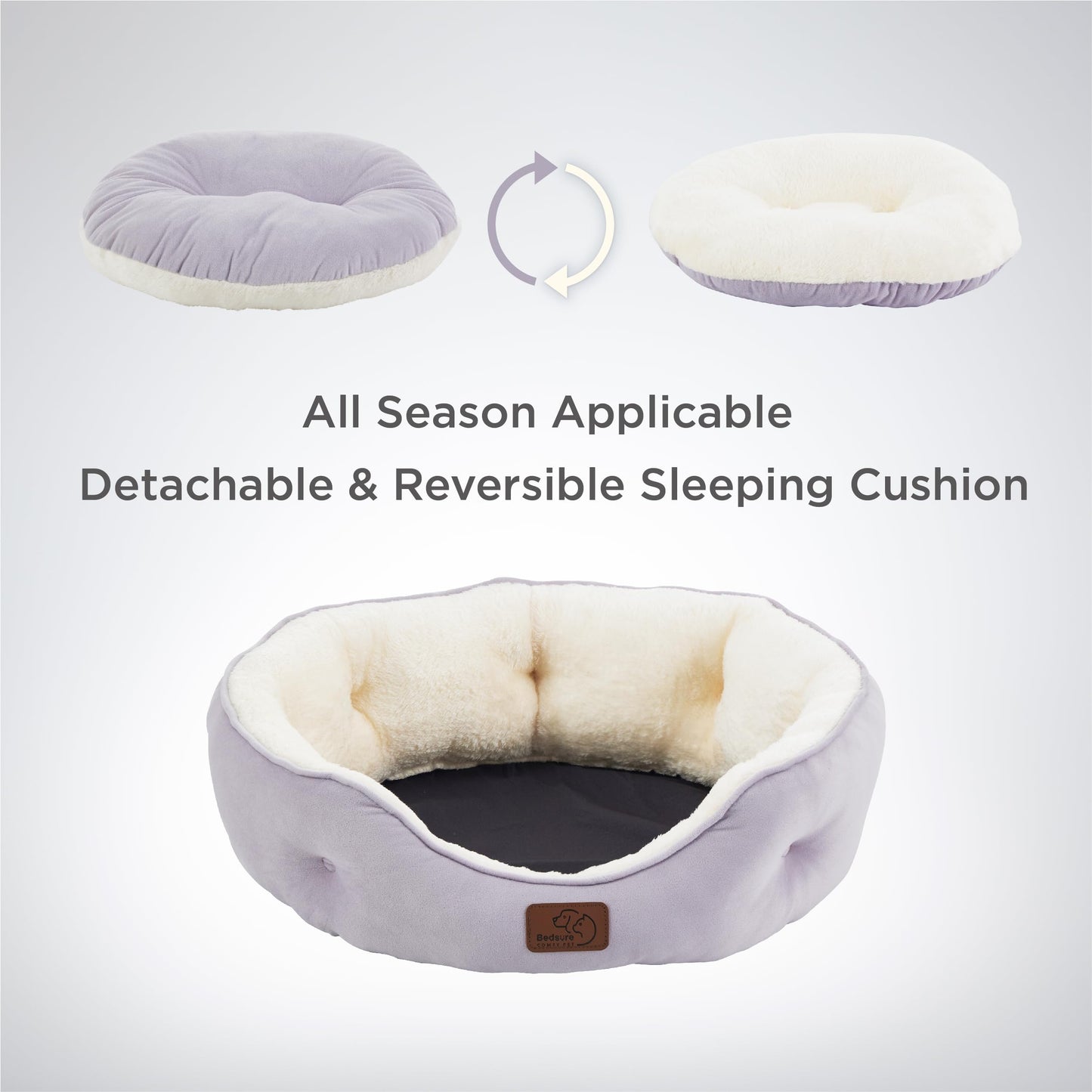 Bedsure Dog Beds for Small Dogs - Round Cat Beds for Indoor Cats, Washable Pet Bed for Puppy and Kitten with Slip-Resistant Bottom, 25 Inches, Sachet Pink