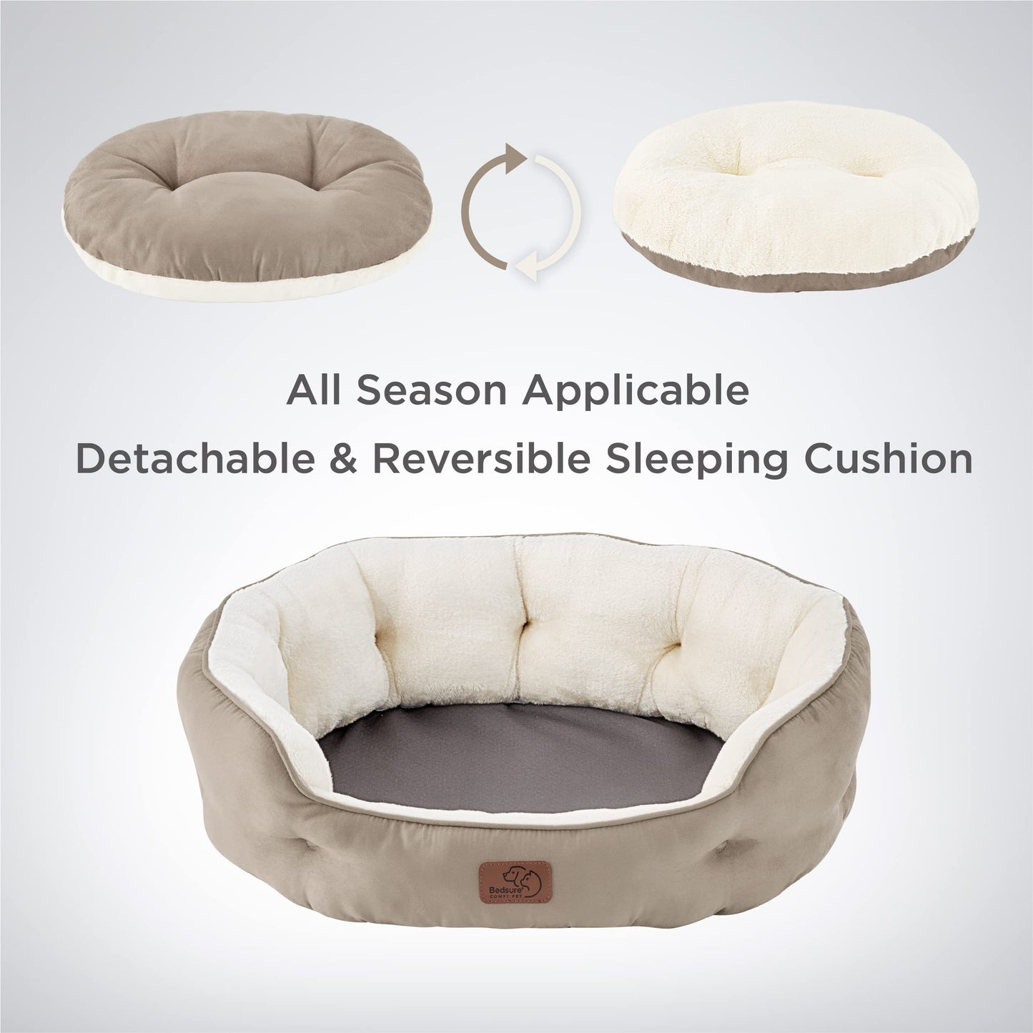 Bedsure Dog Beds for Small Dogs - Round Cat Beds for Indoor Cats, Washable Pet Bed for Puppy and Kitten with Slip-Resistant Bottom, 25 Inches, Sachet Pink