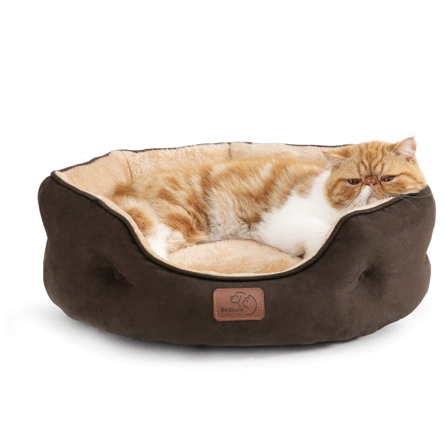 Bedsure Dog Beds for Small Dogs - Round Cat Beds for Indoor Cats, Washable Pet Bed for Puppy and Kitten with Slip-Resistant Bottom, 25 Inches, Sachet Pink