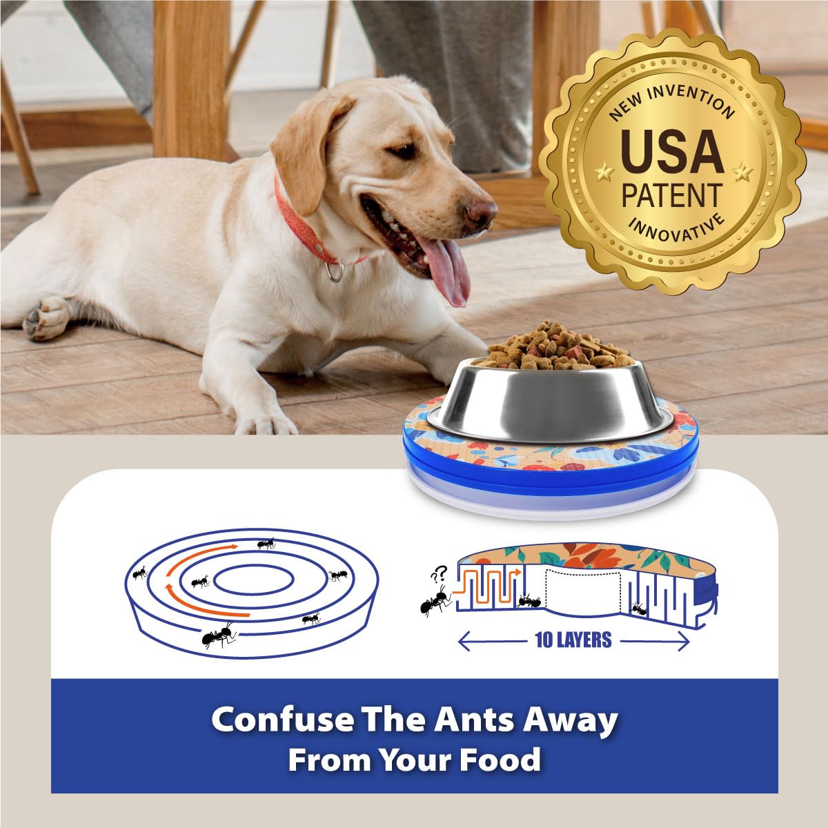 SoulThink® Ant Proof Cat Dog Bowl Tray - New Innovation Anti Ant Pet Food Dish Indoor No Chemical No Water Needed Different from Traditional Ant Trap (Turquoise Green)