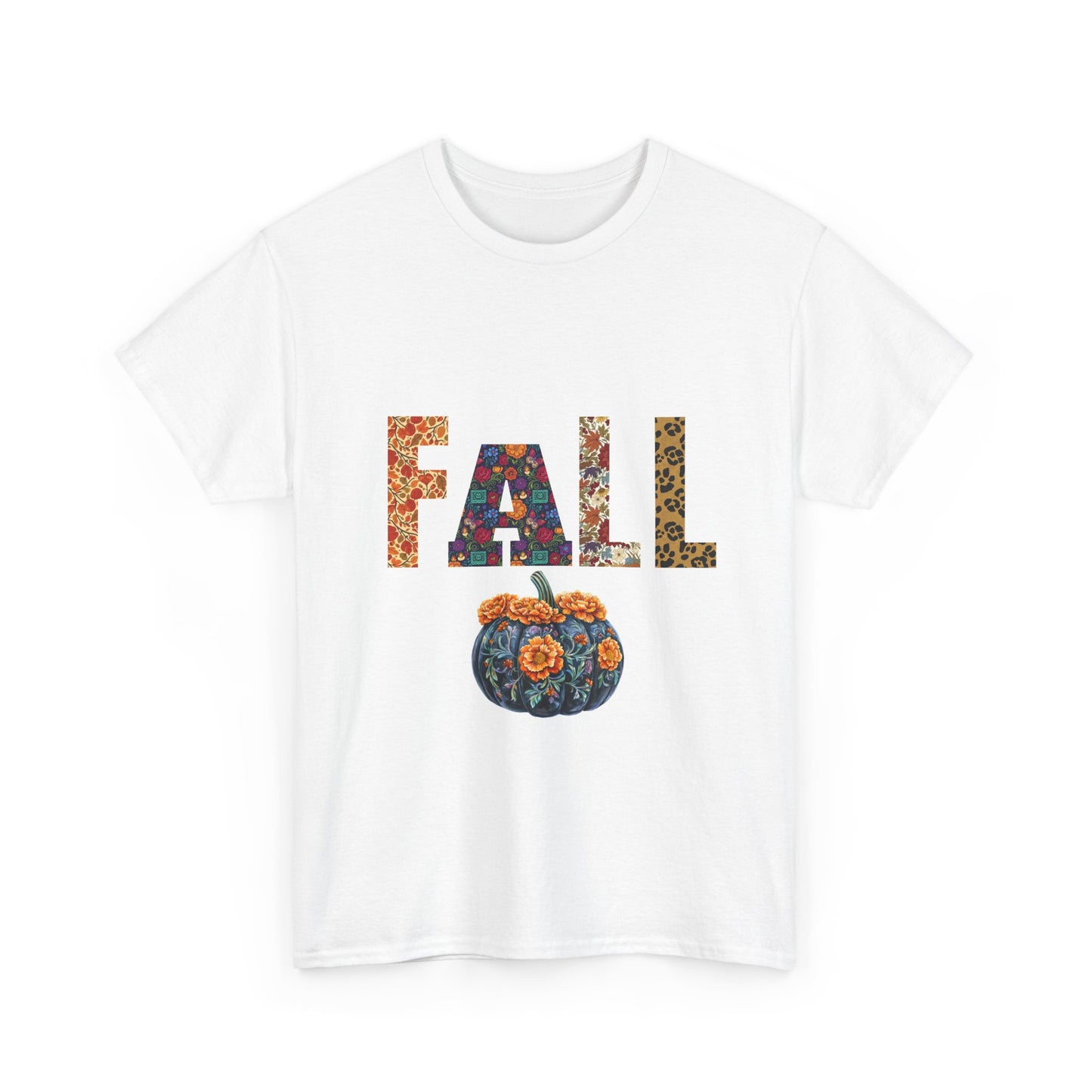 Fall-themed Unisex Heavy Cotton Tee, Pumpkin Graphic Shirt, Autumn Casual Wear, Seasonal T-Shirt, Halloween Gift, Thanksgiving Apparel