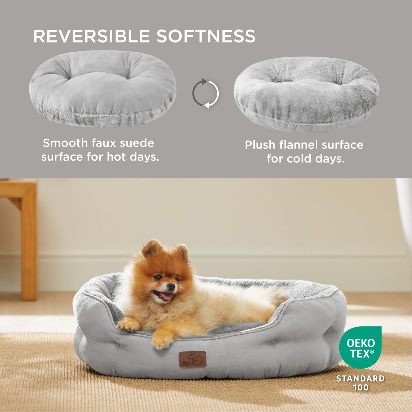 Bedsure Dog Beds for Small Dogs - Round Cat Beds for Indoor Cats, Washable Pet Bed for Puppy and Kitten with Slip-Resistant Bottom, 25 Inches, Sachet Pink