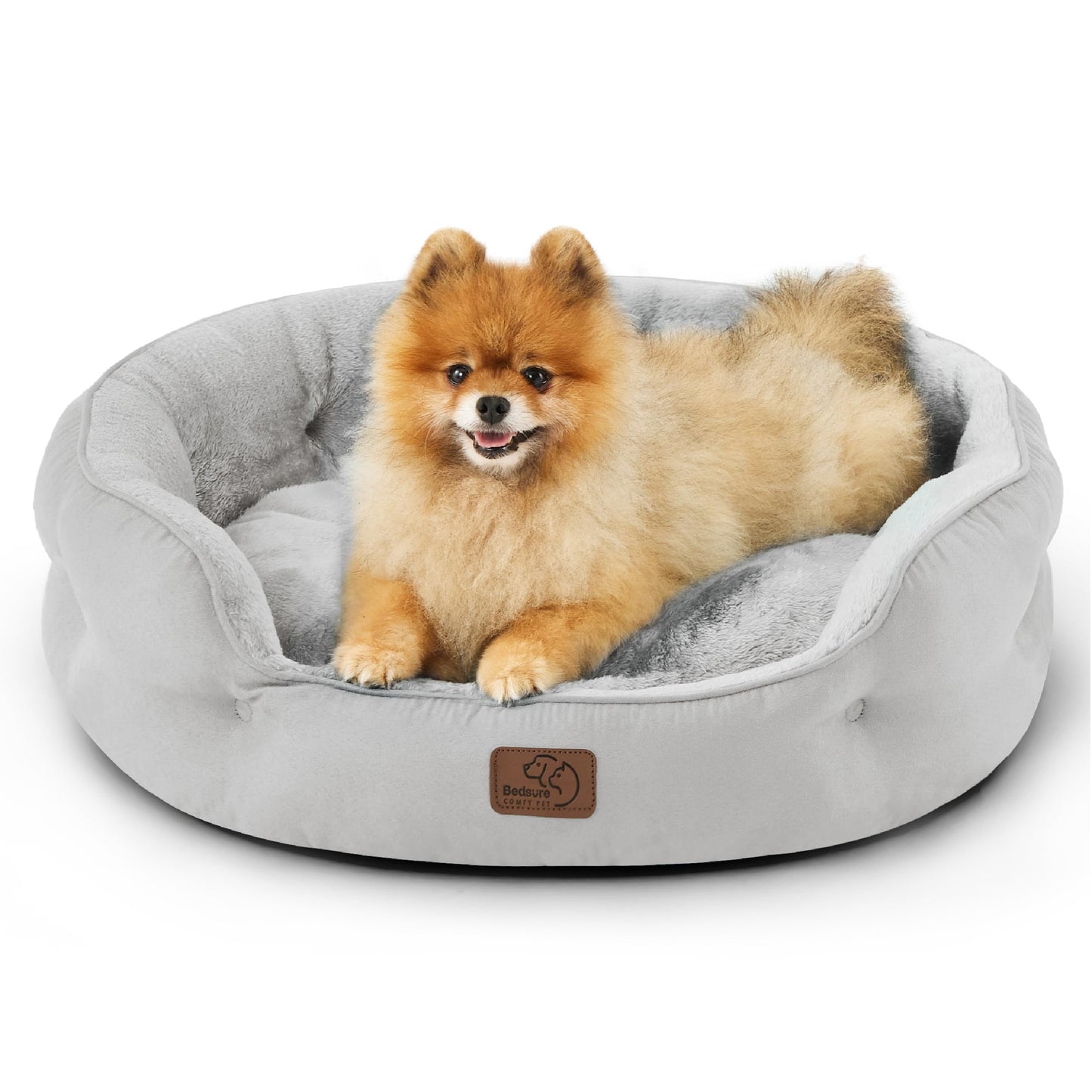 Bedsure Dog Beds for Small Dogs - Round Cat Beds for Indoor Cats, Washable Pet Bed for Puppy and Kitten with Slip-Resistant Bottom, 25 Inches, Sachet Pink