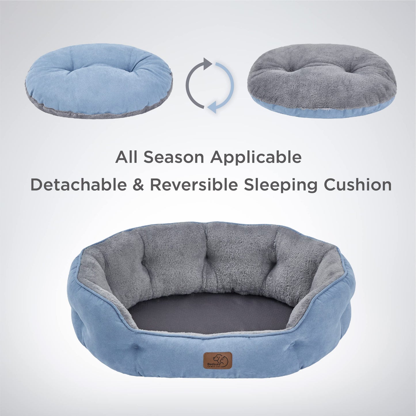 Bedsure Dog Beds for Small Dogs - Round Cat Beds for Indoor Cats, Washable Pet Bed for Puppy and Kitten with Slip-Resistant Bottom, 25 Inches, Sachet Pink