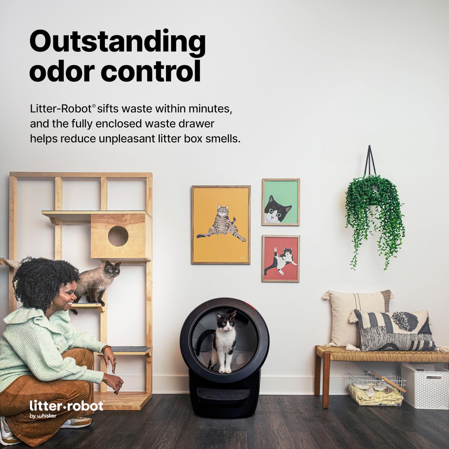 Litter-Robot 4 Core Bundle by Whisker, Black - Automatic, Self-Cleaning Cat Litter Box, Includes Litter-Robot 4, 6 OdorTrap Refills, 25 Liners, 30 Cleaner Wipes, Mat & Fence