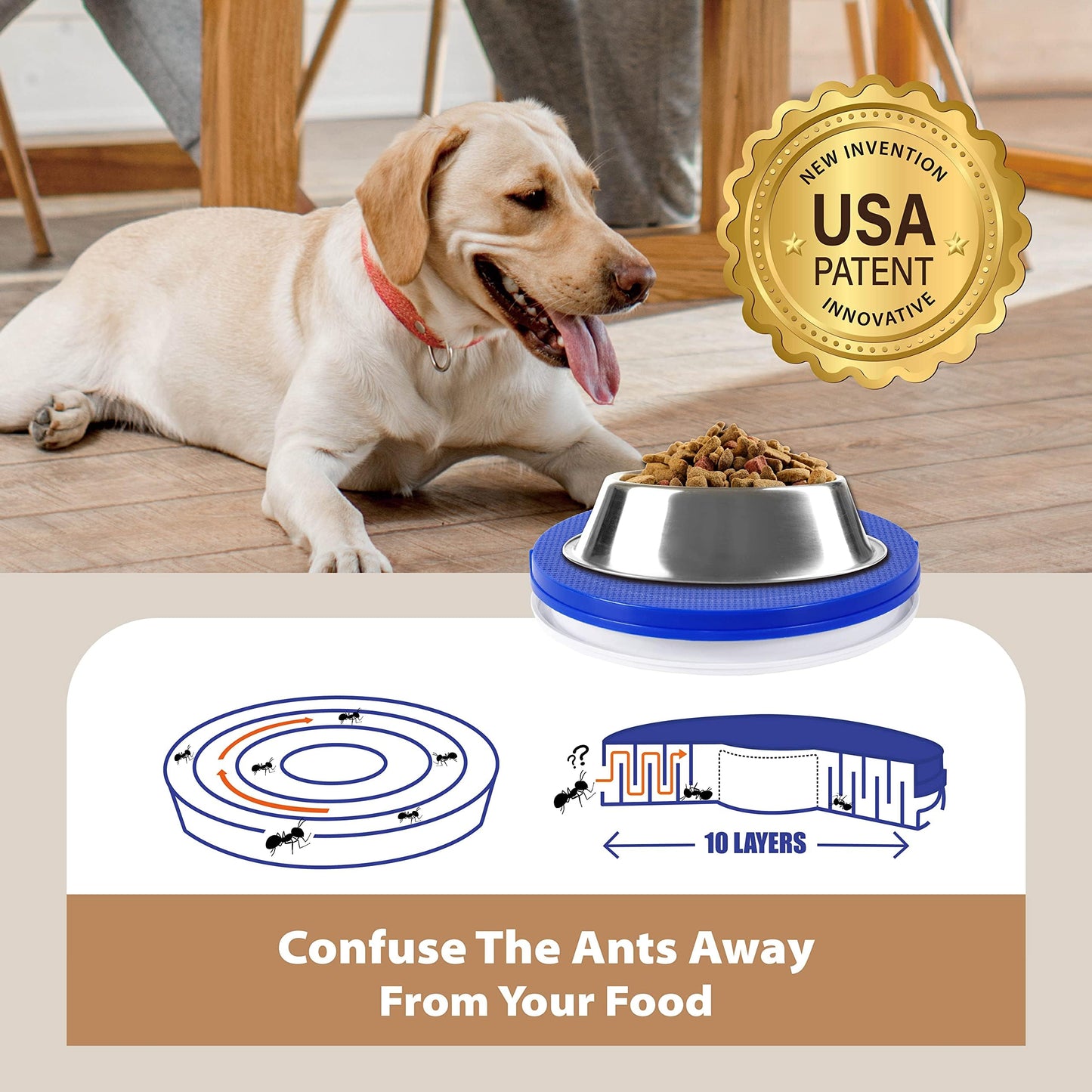 SoulThink® Ant Proof Cat Dog Bowl Tray - New Innovation Anti Ant Pet Food Dish Indoor No Chemical No Water Needed Different from Traditional Ant Trap (Turquoise Green)