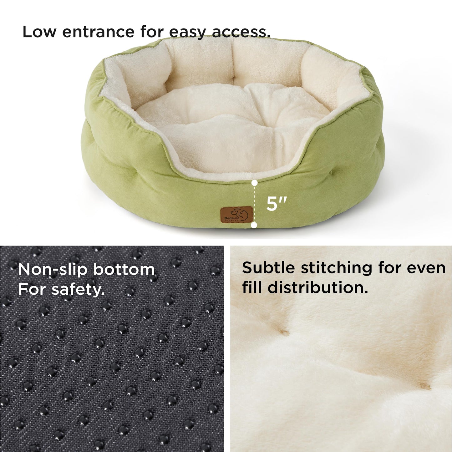 Bedsure Dog Beds for Small Dogs - Round Cat Beds for Indoor Cats, Washable Pet Bed for Puppy and Kitten with Slip-Resistant Bottom, 25 Inches, Sachet Pink