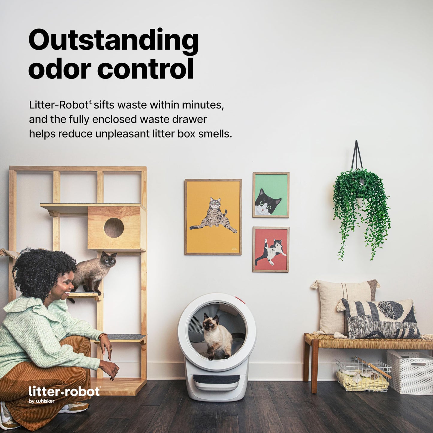 Litter-Robot 4 Core Bundle by Whisker, Black - Automatic, Self-Cleaning Cat Litter Box, Includes Litter-Robot 4, 6 OdorTrap Refills, 25 Liners, 30 Cleaner Wipes, Mat & Fence