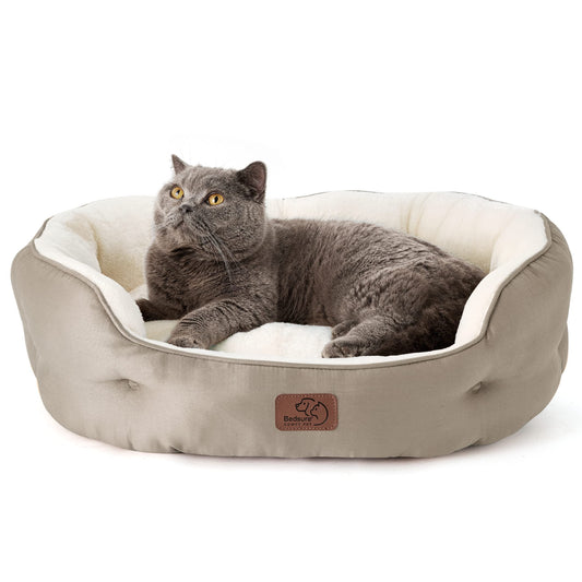 Bedsure Dog Beds for Small Dogs - Round Cat Beds for Indoor Cats, Washable Pet Bed for Puppy and Kitten with Slip-Resistant Bottom, 25 Inches, Sachet Pink