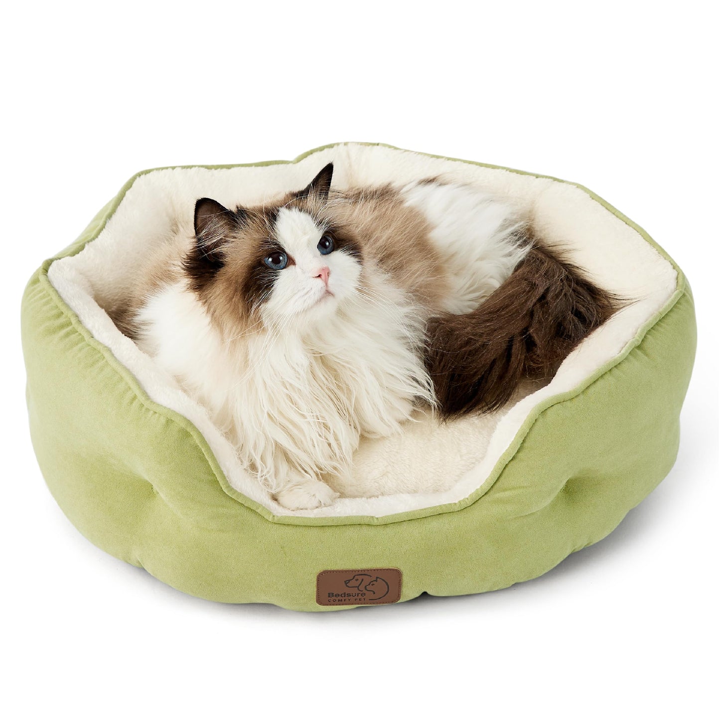 Bedsure Dog Beds for Small Dogs - Round Cat Beds for Indoor Cats, Washable Pet Bed for Puppy and Kitten with Slip-Resistant Bottom, 25 Inches, Sachet Pink