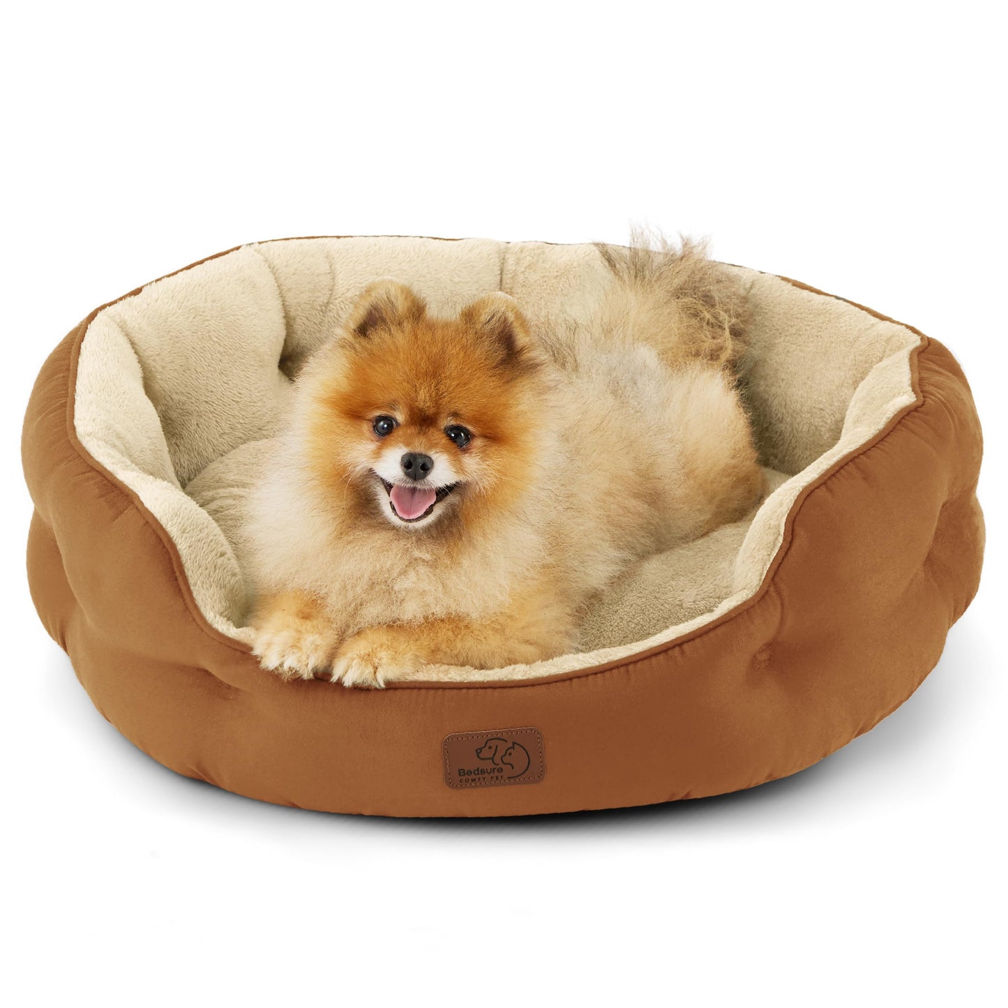 Bedsure Dog Beds for Small Dogs - Round Cat Beds for Indoor Cats, Washable Pet Bed for Puppy and Kitten with Slip-Resistant Bottom, 25 Inches, Sachet Pink