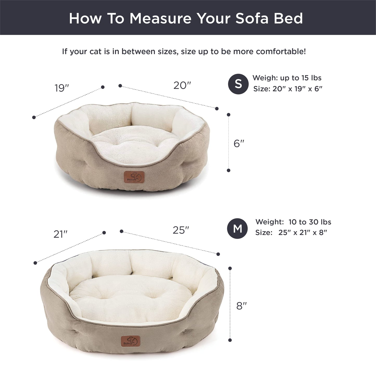 Bedsure Dog Beds for Small Dogs - Round Cat Beds for Indoor Cats, Washable Pet Bed for Puppy and Kitten with Slip-Resistant Bottom, 25 Inches, Sachet Pink