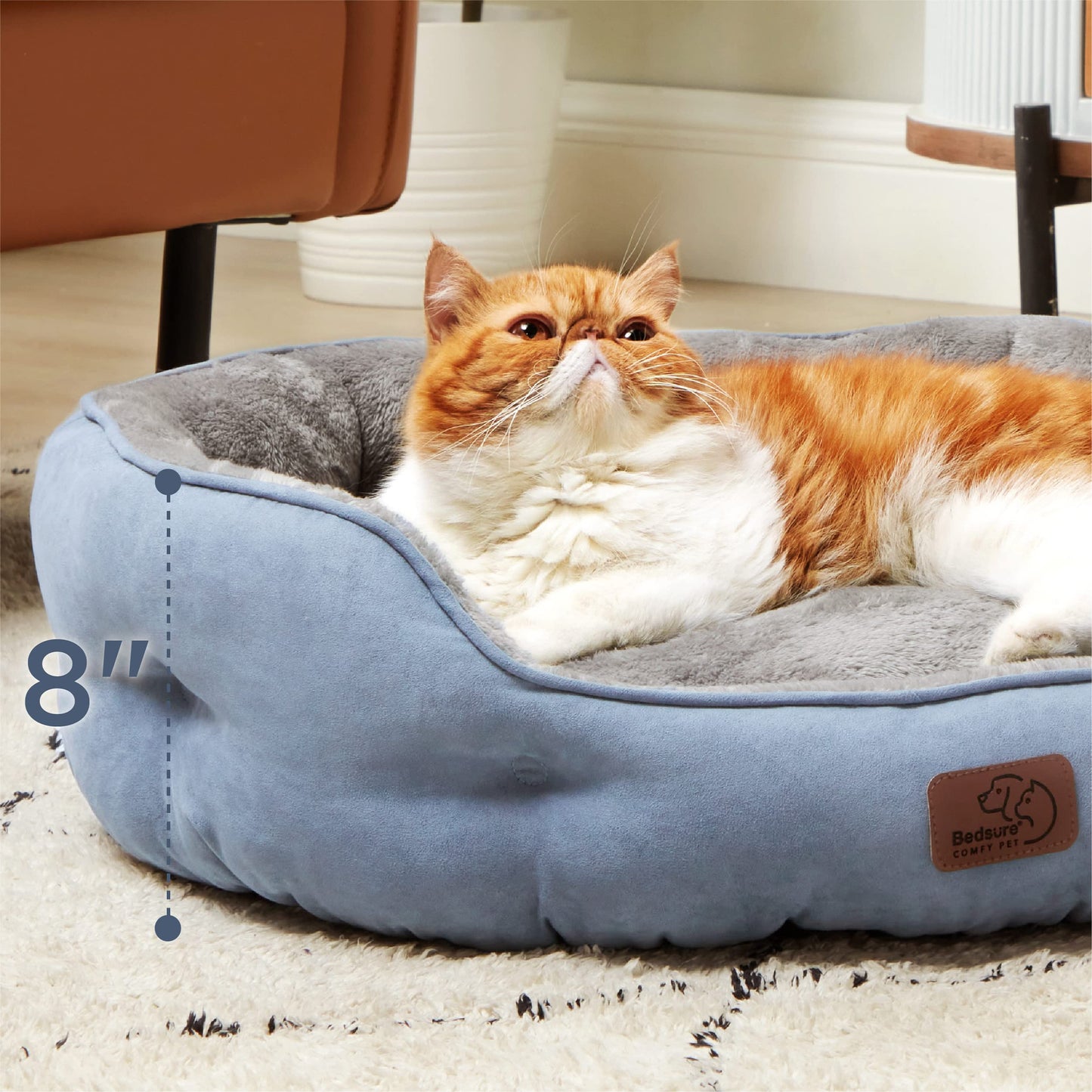 Bedsure Dog Beds for Small Dogs - Round Cat Beds for Indoor Cats, Washable Pet Bed for Puppy and Kitten with Slip-Resistant Bottom, 25 Inches, Sachet Pink