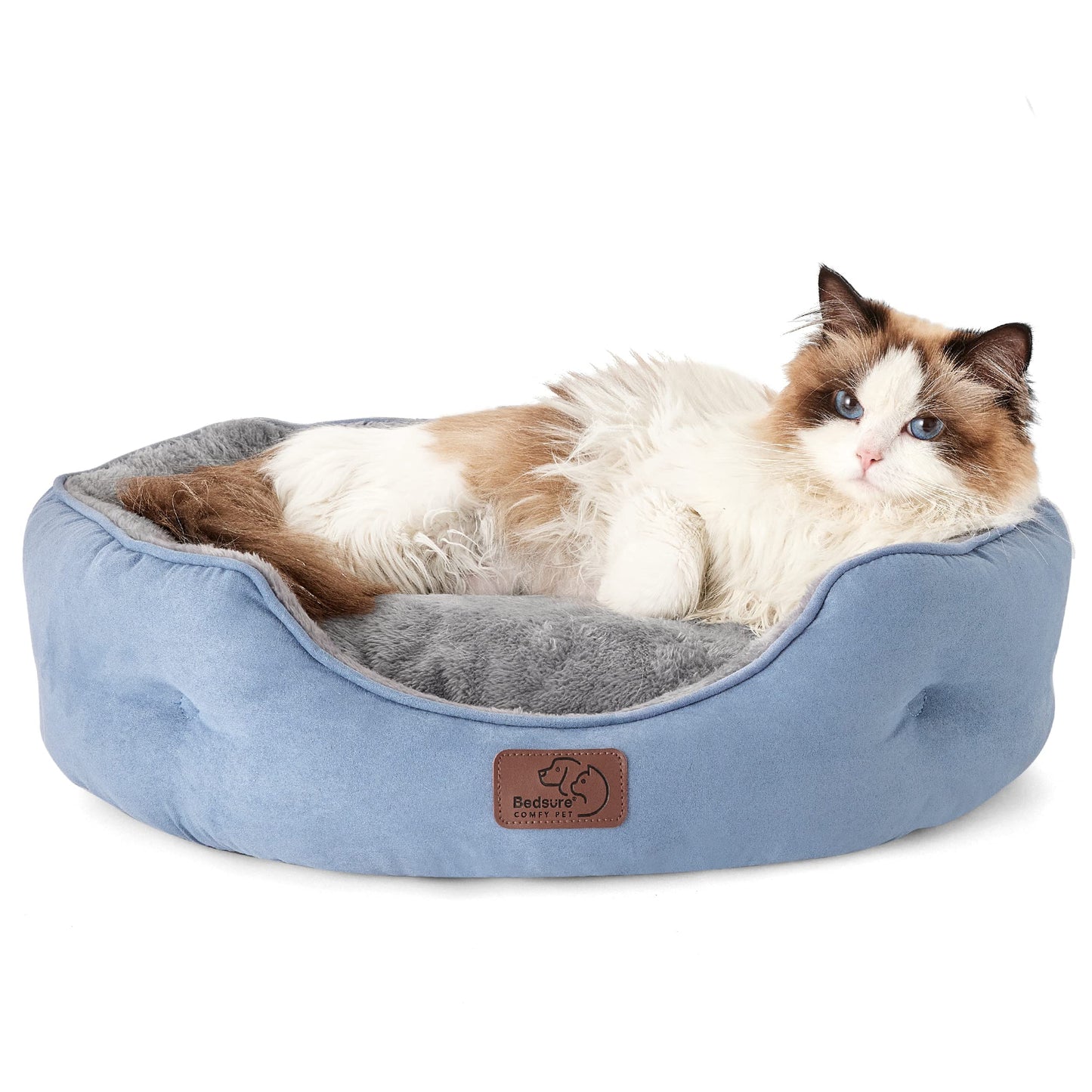 Bedsure Dog Beds for Small Dogs - Round Cat Beds for Indoor Cats, Washable Pet Bed for Puppy and Kitten with Slip-Resistant Bottom, 25 Inches, Sachet Pink