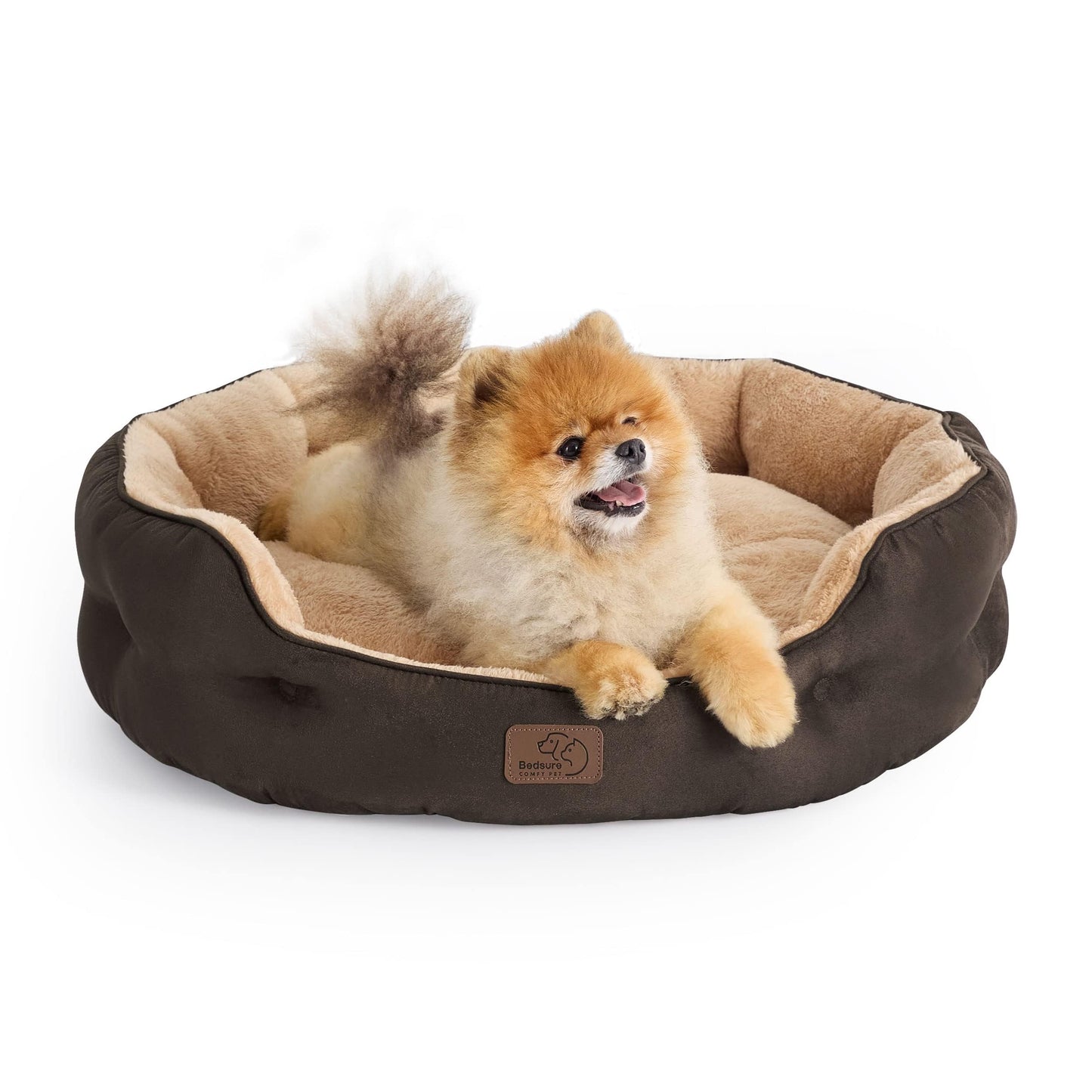 Bedsure Dog Beds for Small Dogs - Round Cat Beds for Indoor Cats, Washable Pet Bed for Puppy and Kitten with Slip-Resistant Bottom, 25 Inches, Sachet Pink
