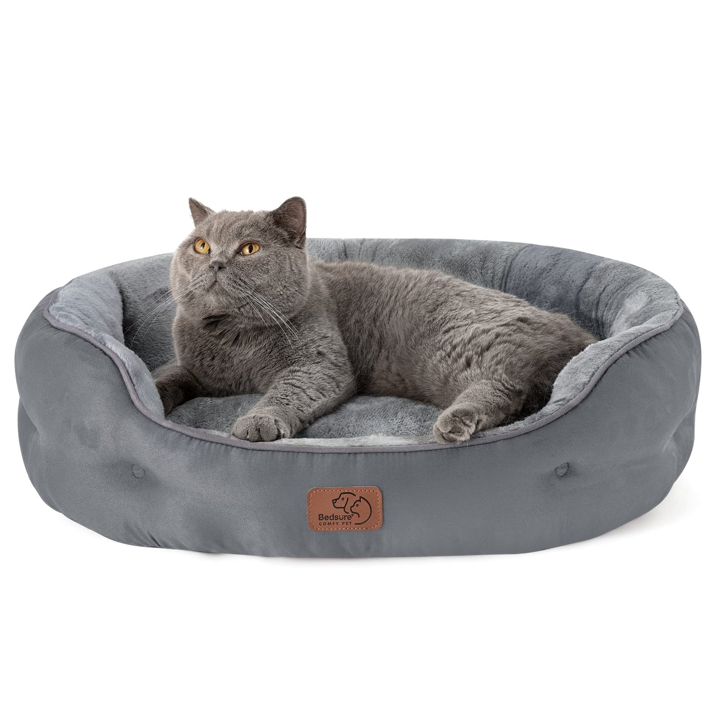 Bedsure Dog Beds for Small Dogs - Round Cat Beds for Indoor Cats, Washable Pet Bed for Puppy and Kitten with Slip-Resistant Bottom, 25 Inches, Sachet Pink
