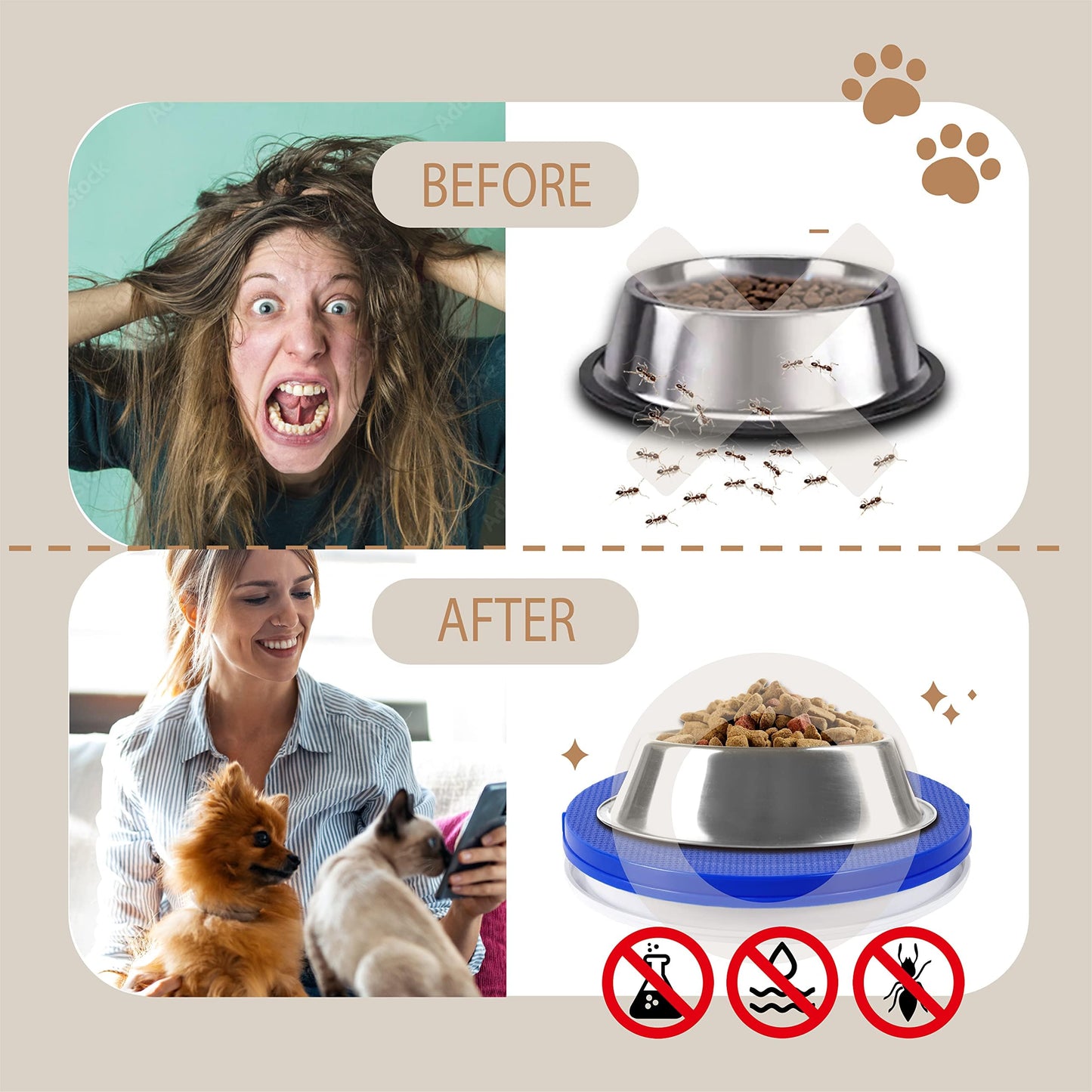 SoulThink® Ant Proof Cat Dog Bowl Tray - New Innovation Anti Ant Pet Food Dish Indoor No Chemical No Water Needed Different from Traditional Ant Trap (Turquoise Green)