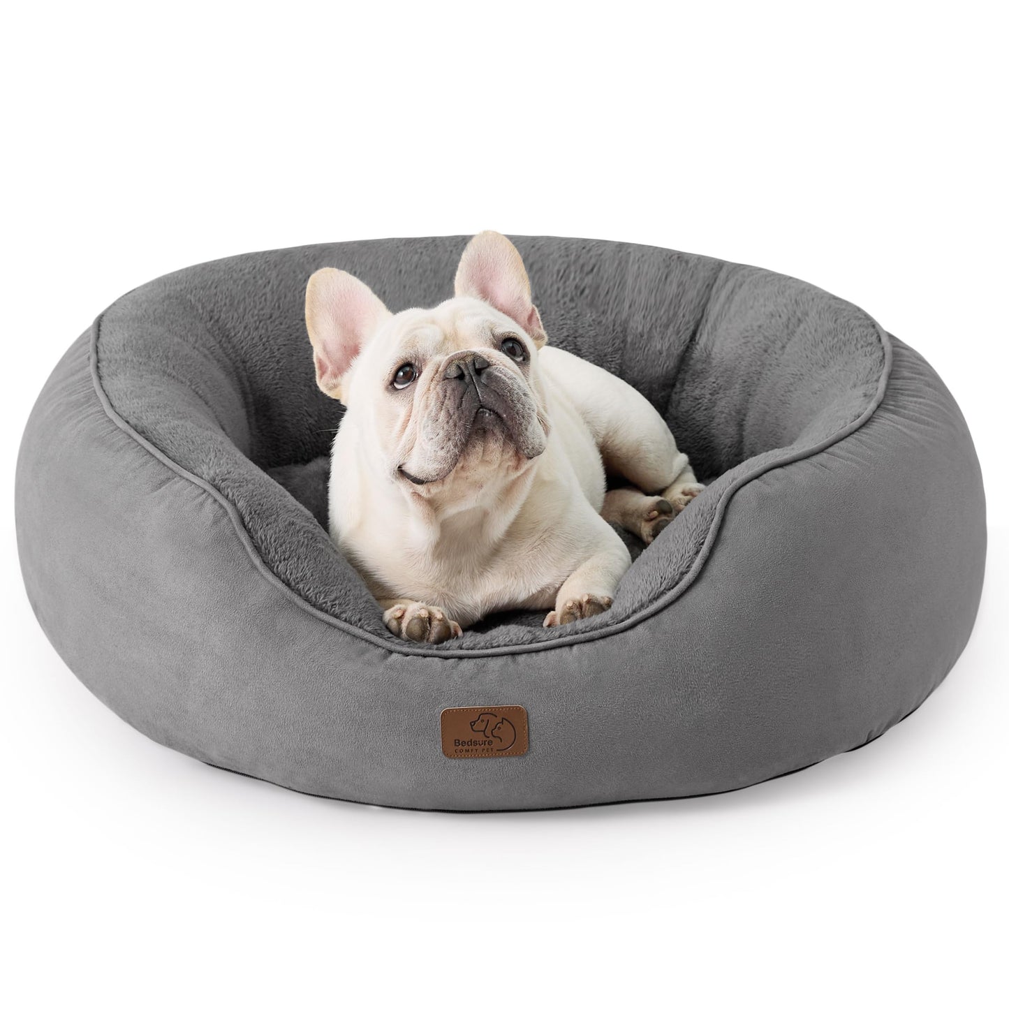 Bedsure Dog Beds for Small Dogs - Round Cat Beds for Indoor Cats, Washable Pet Bed for Puppy and Kitten with Slip-Resistant Bottom, 25 Inches, Sachet Pink