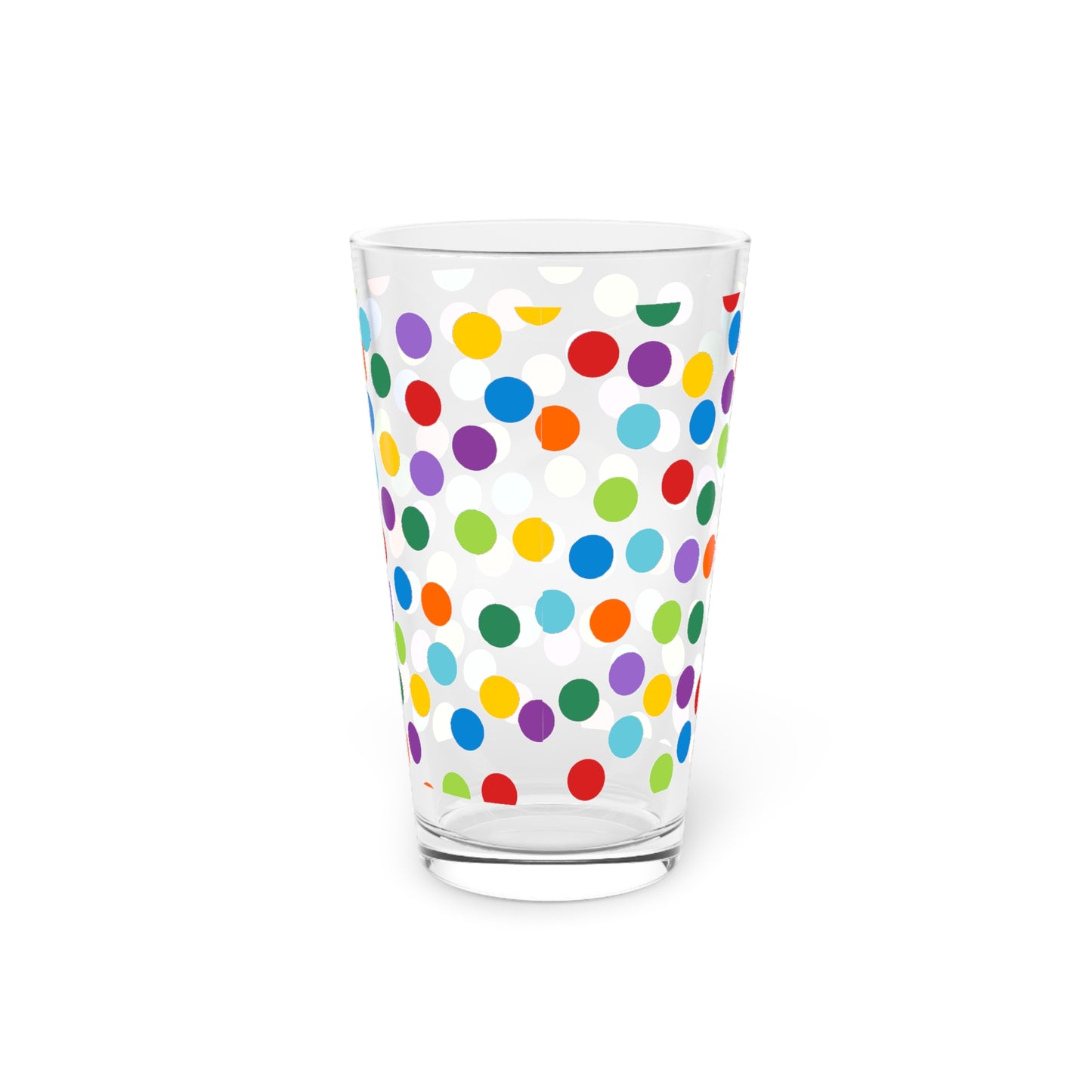 Retro Polka Dot Pint Glass, Colorful Confetti Dots Drinking Glasses, 16 oz, Fun Drinkware, Party Glassware