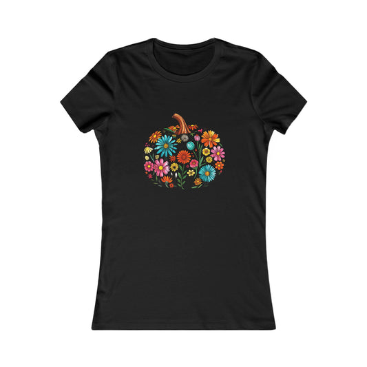 Floral Pumpkin & Day of the Dead T-Shirt, Autumn Tee, Halloween Shirt, Festive Women's Shirt, Seasonal Graphic Tee