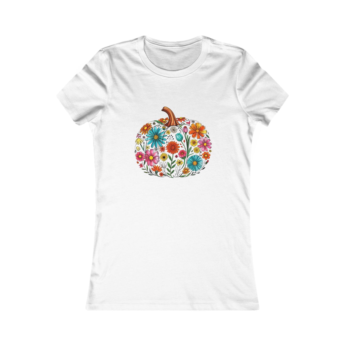 Floral Pumpkin & Day of the Dead T-Shirt, Autumn Tee, Halloween Shirt, Festive Women's Shirt, Seasonal Graphic Tee