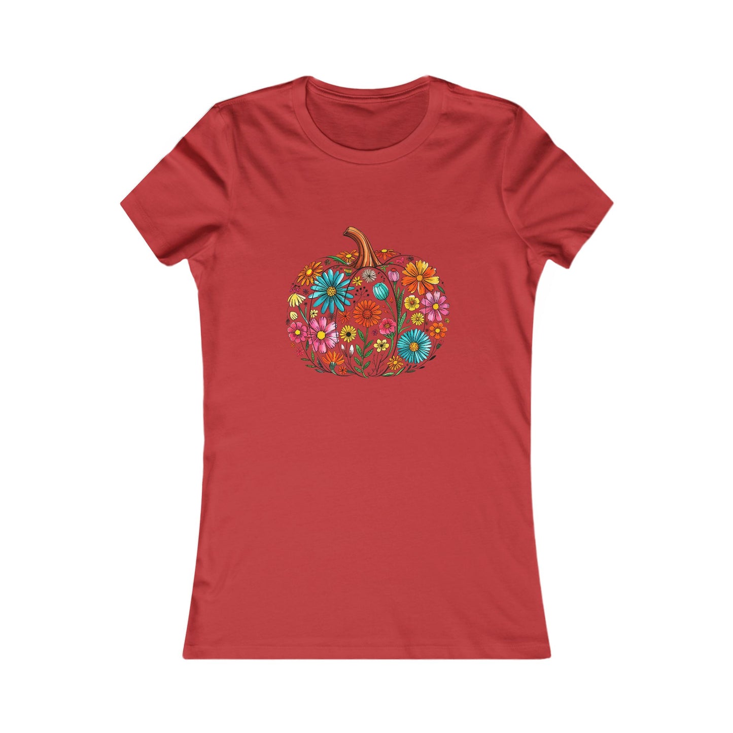 Floral Pumpkin & Day of the Dead T-Shirt, Autumn Tee, Halloween Shirt, Festive Women's Shirt, Seasonal Graphic Tee