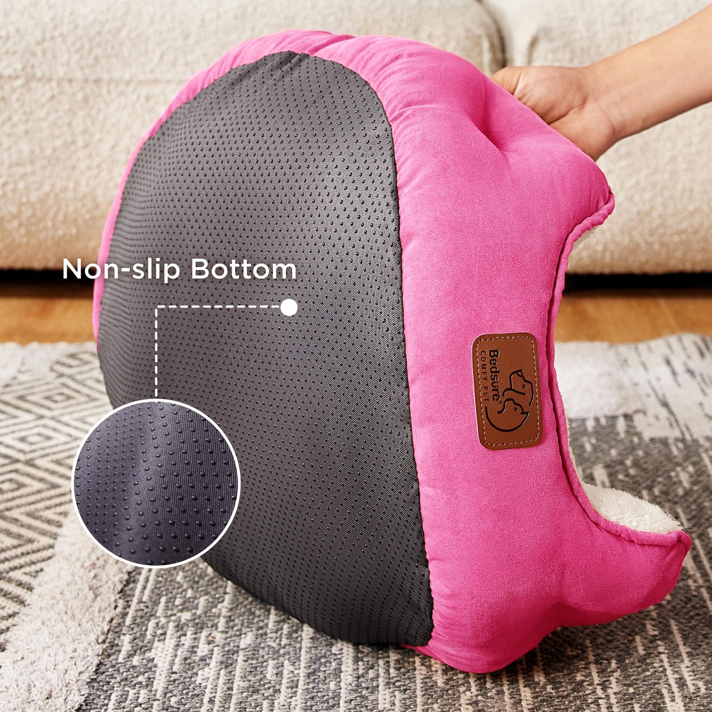 Bedsure Dog Beds for Small Dogs - Round Cat Beds for Indoor Cats, Washable Pet Bed for Puppy and Kitten with Slip-Resistant Bottom, 25 Inches, Sachet Pink