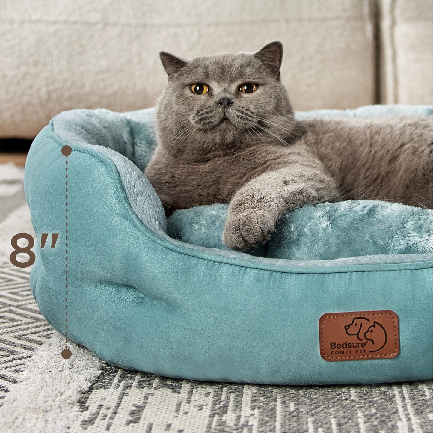 Bedsure Dog Beds for Small Dogs - Round Cat Beds for Indoor Cats, Washable Pet Bed for Puppy and Kitten with Slip-Resistant Bottom, 25 Inches, Sachet Pink