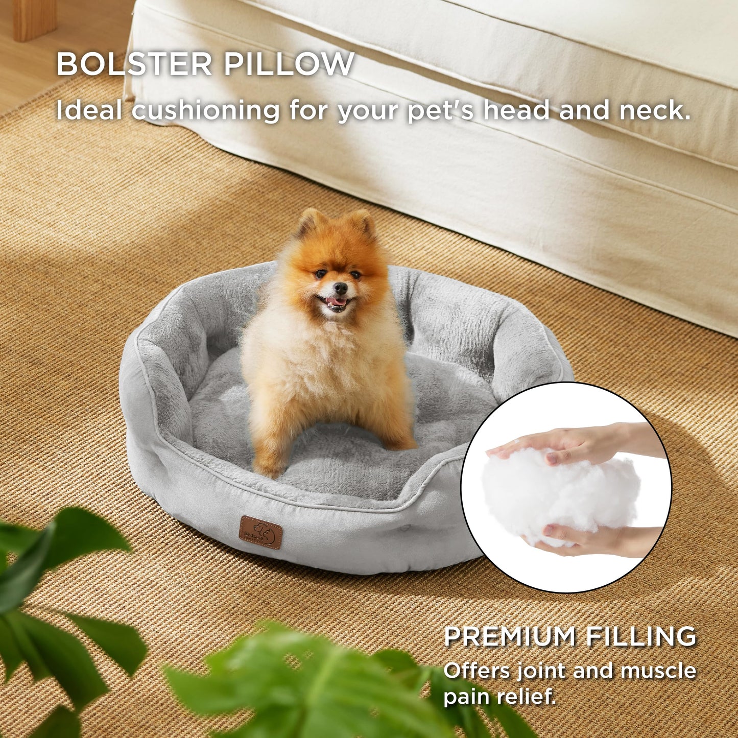 Bedsure Dog Beds for Small Dogs - Round Cat Beds for Indoor Cats, Washable Pet Bed for Puppy and Kitten with Slip-Resistant Bottom, 25 Inches, Sachet Pink