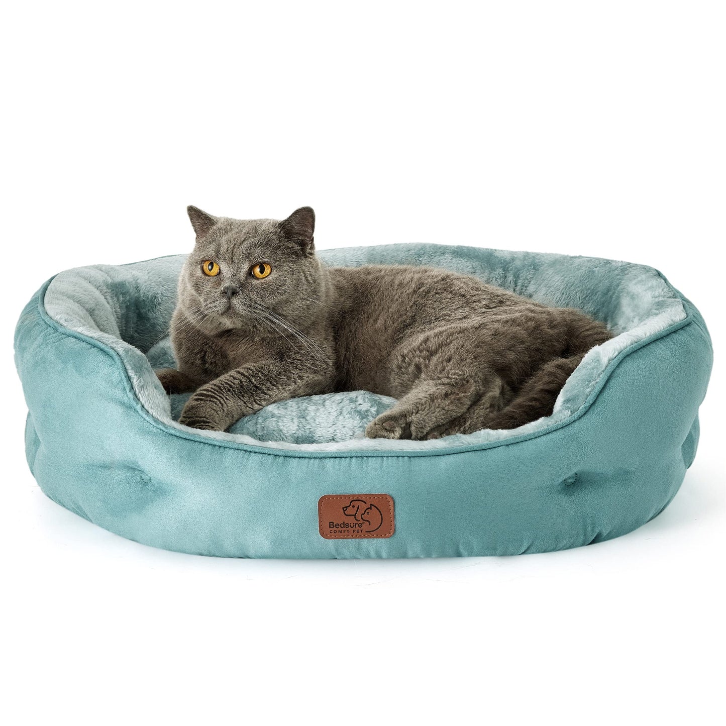 Bedsure Dog Beds for Small Dogs - Round Cat Beds for Indoor Cats, Washable Pet Bed for Puppy and Kitten with Slip-Resistant Bottom, 25 Inches, Sachet Pink