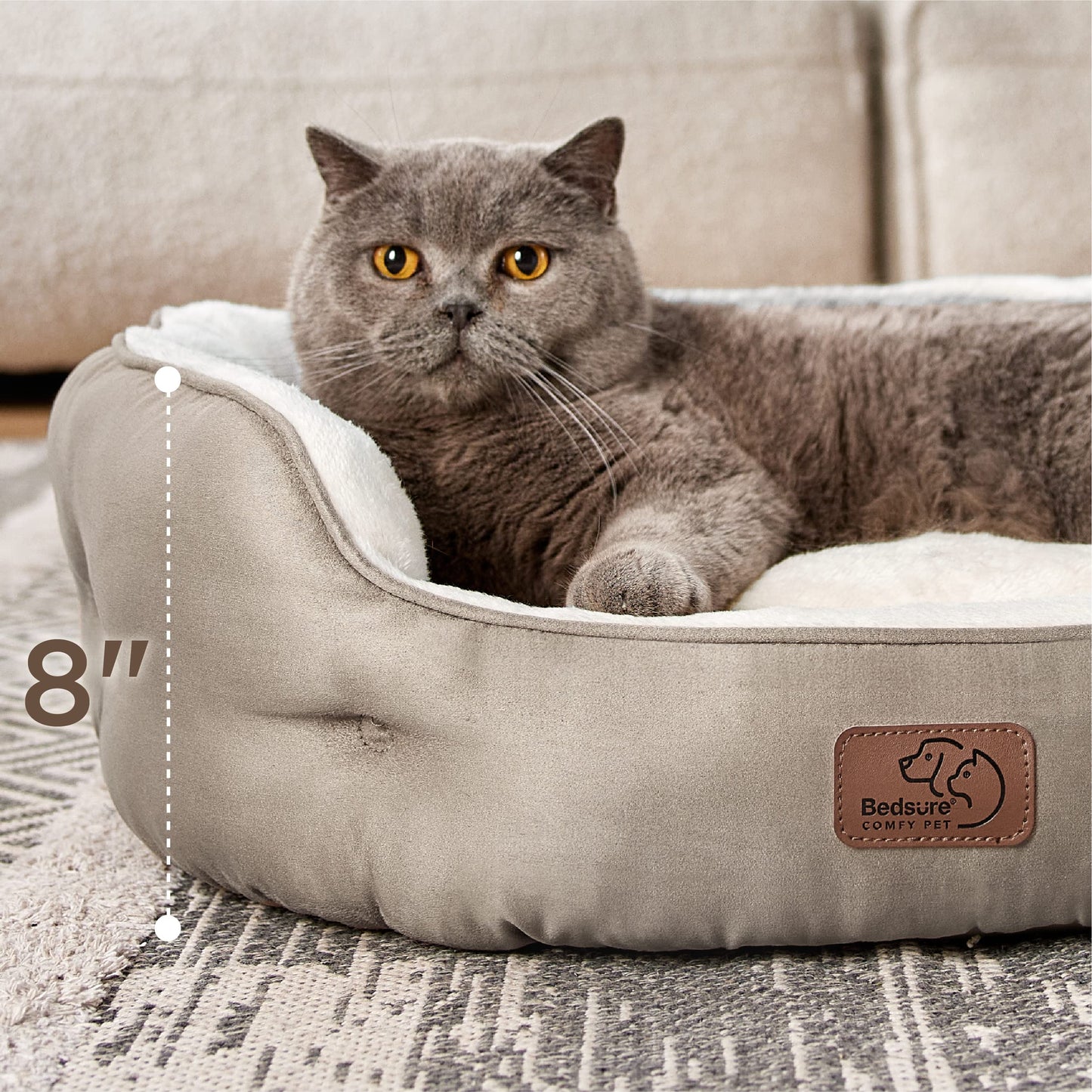Bedsure Dog Beds for Small Dogs - Round Cat Beds for Indoor Cats, Washable Pet Bed for Puppy and Kitten with Slip-Resistant Bottom, 25 Inches, Sachet Pink