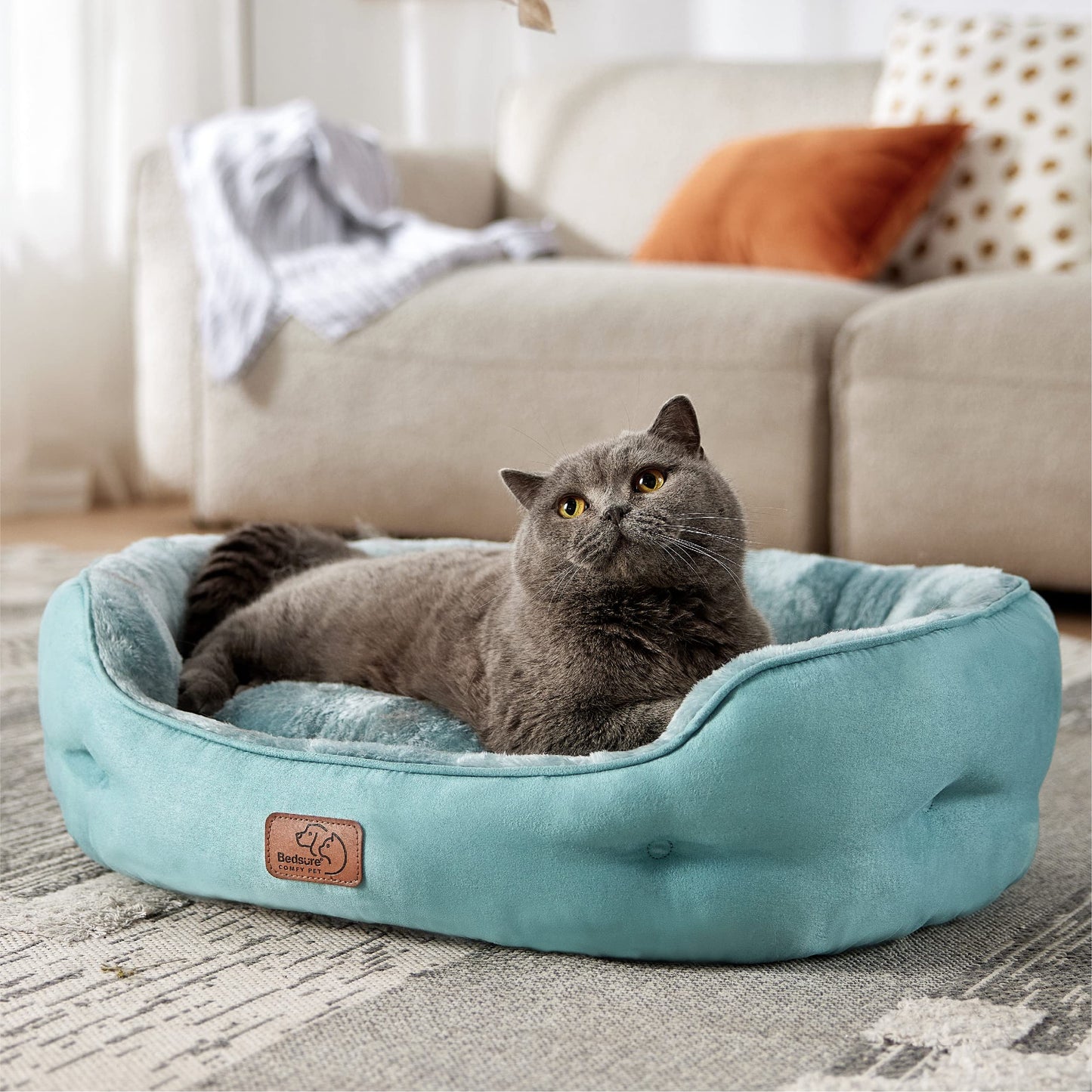 Bedsure Dog Beds for Small Dogs - Round Cat Beds for Indoor Cats, Washable Pet Bed for Puppy and Kitten with Slip-Resistant Bottom, 25 Inches, Sachet Pink