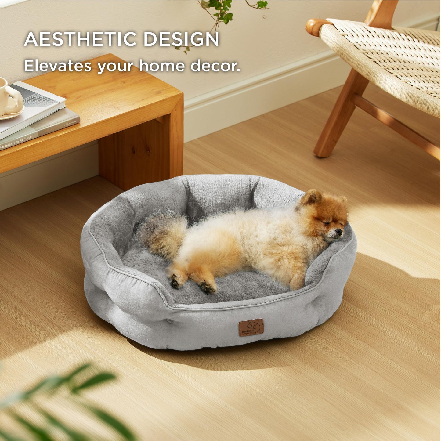 Bedsure Dog Beds for Small Dogs - Round Cat Beds for Indoor Cats, Washable Pet Bed for Puppy and Kitten with Slip-Resistant Bottom, 25 Inches, Sachet Pink