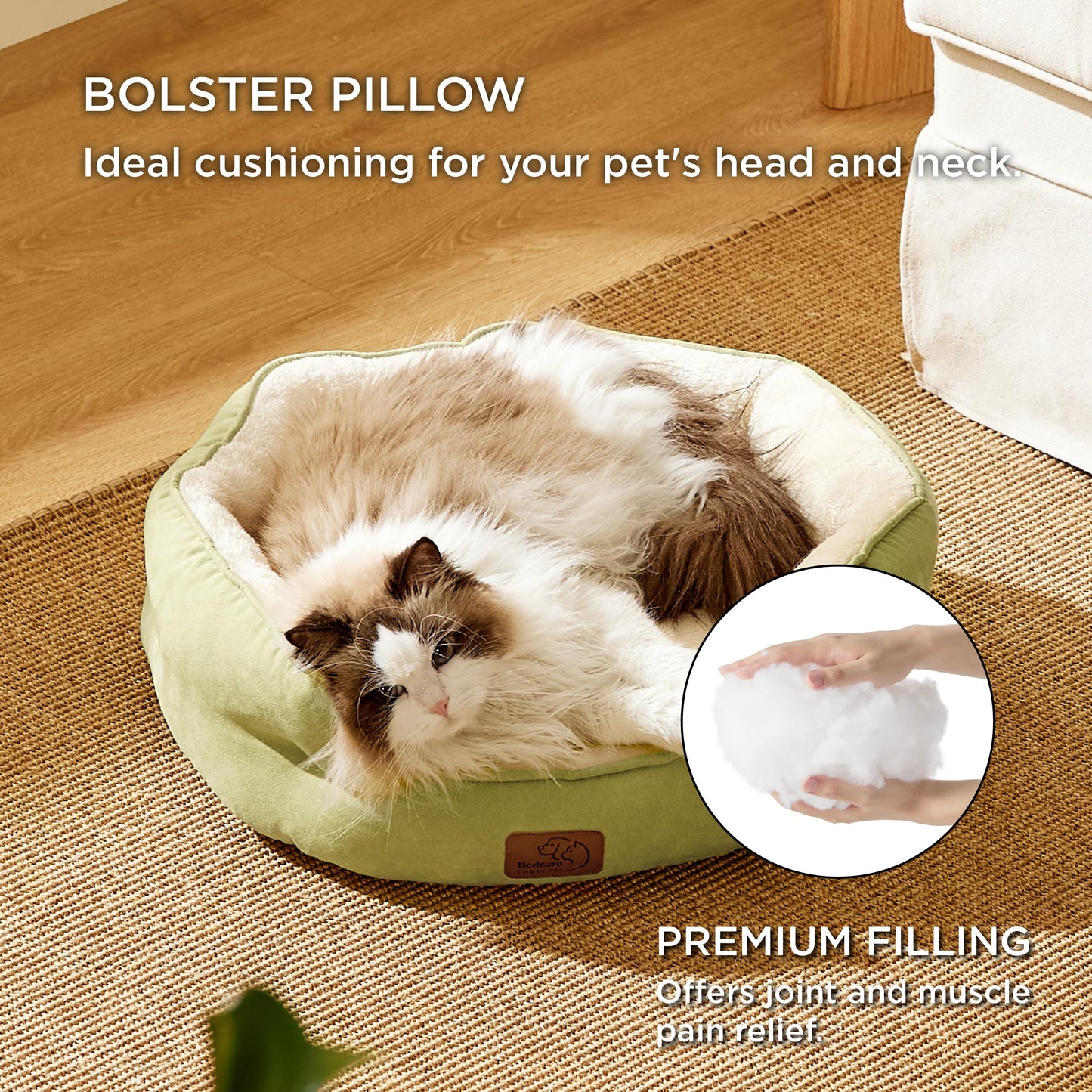 Bedsure Dog Beds for Small Dogs - Round Cat Beds for Indoor Cats, Washable Pet Bed for Puppy and Kitten with Slip-Resistant Bottom, 25 Inches, Sachet Pink