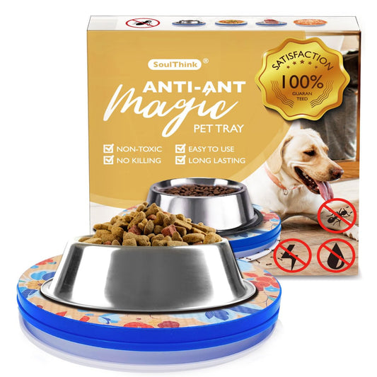 SoulThink® Ant Proof Cat Dog Bowl Tray - New Innovation Anti Ant Pet Food Dish Indoor No Chemical No Water Needed Different from Traditional Ant Trap (Turquoise Green)