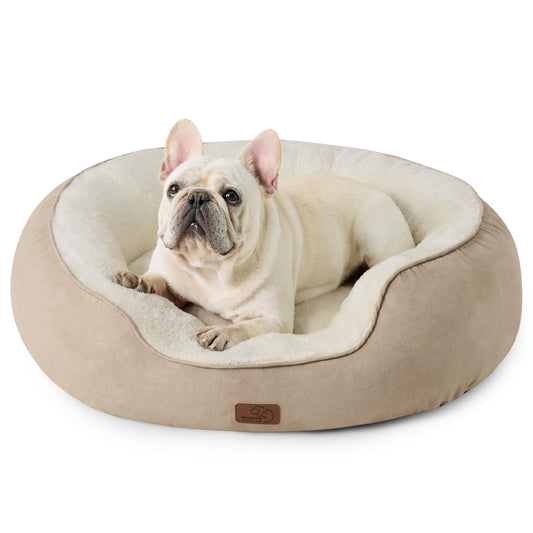 Bedsure Dog Beds for Small Dogs - Round Cat Beds for Indoor Cats, Washable Pet Bed for Puppy and Kitten with Slip-Resistant Bottom, 25 Inches, Sachet Pink
