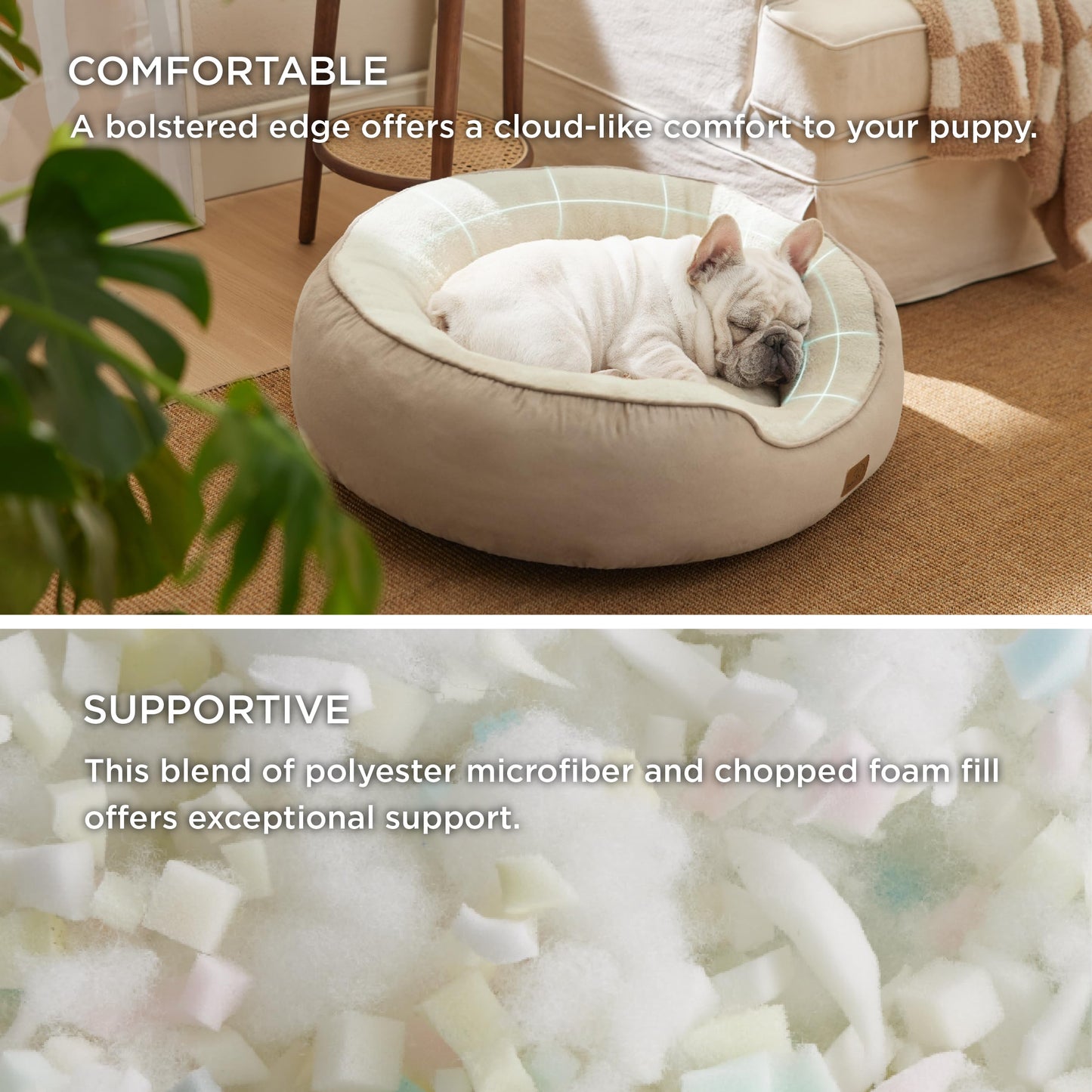Bedsure Dog Beds for Small Dogs - Round Cat Beds for Indoor Cats, Washable Pet Bed for Puppy and Kitten with Slip-Resistant Bottom, 25 Inches, Sachet Pink