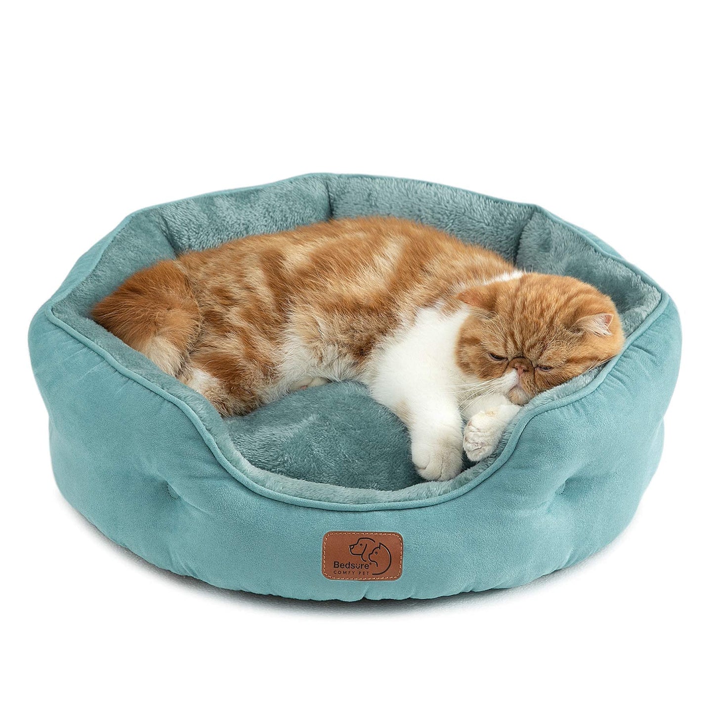 Bedsure Dog Beds for Small Dogs - Round Cat Beds for Indoor Cats, Washable Pet Bed for Puppy and Kitten with Slip-Resistant Bottom, 25 Inches, Sachet Pink
