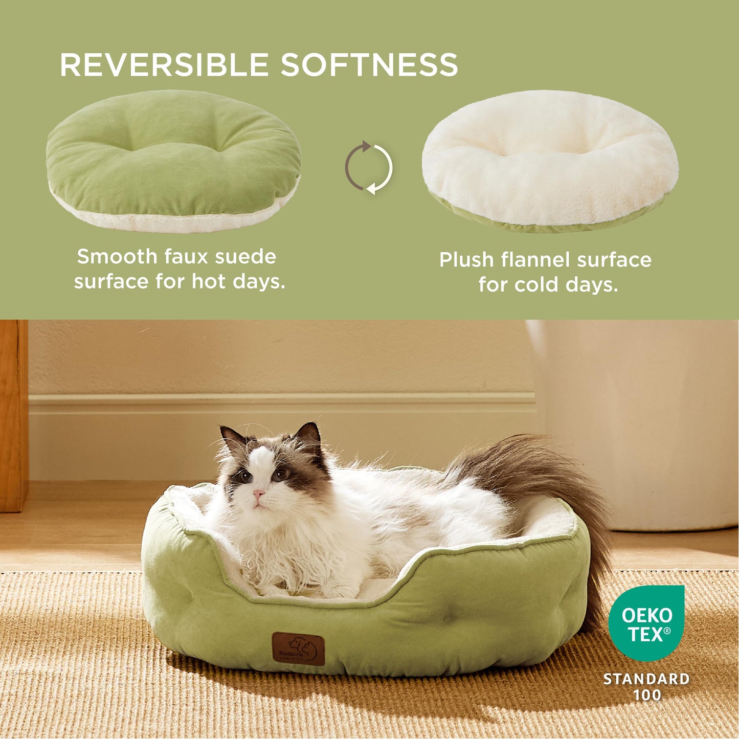 Bedsure Dog Beds for Small Dogs - Round Cat Beds for Indoor Cats, Washable Pet Bed for Puppy and Kitten with Slip-Resistant Bottom, 25 Inches, Sachet Pink